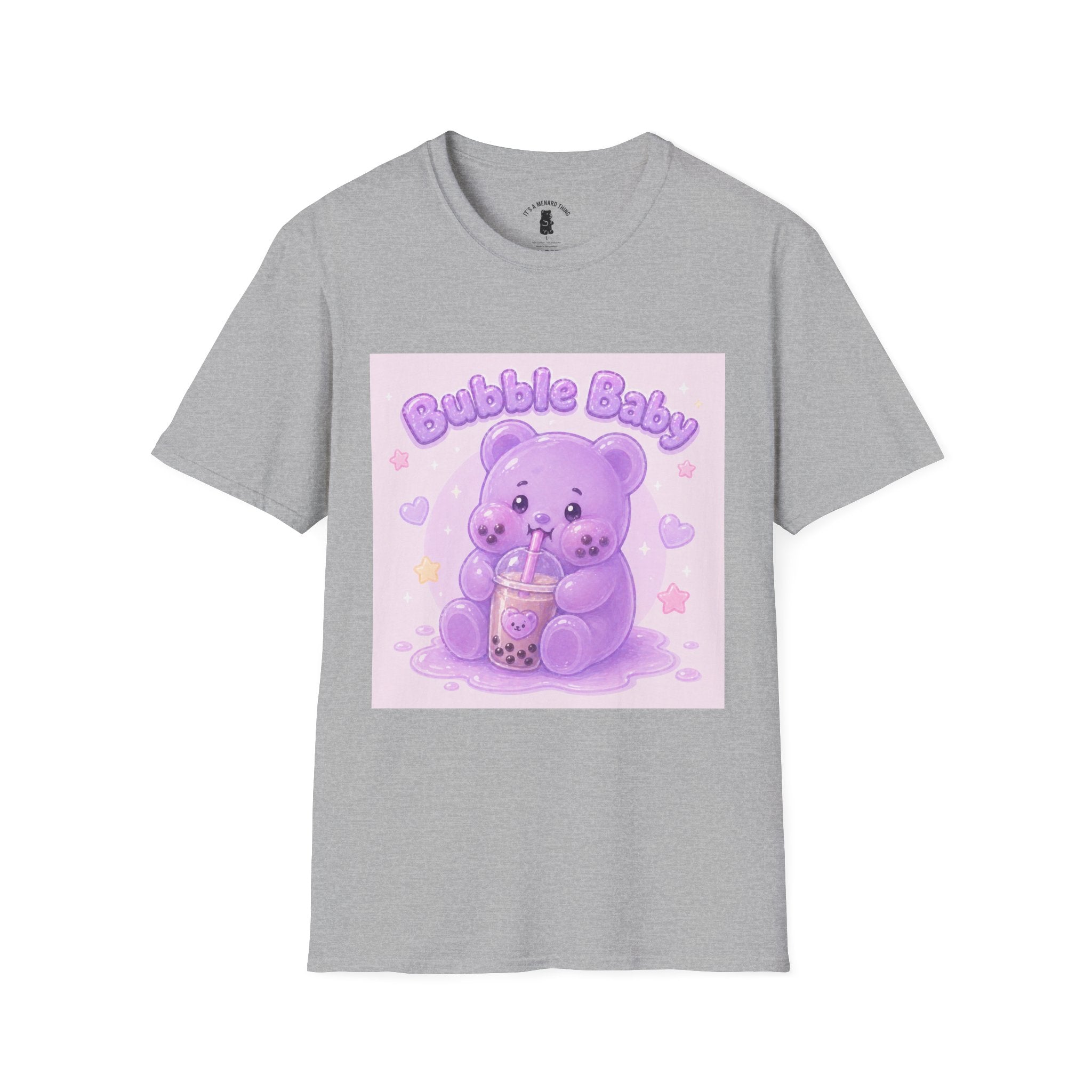 "Bubble Baby" Purple Gooey Gummy Bear — Cute Purple Boba Tea Graphic Tee