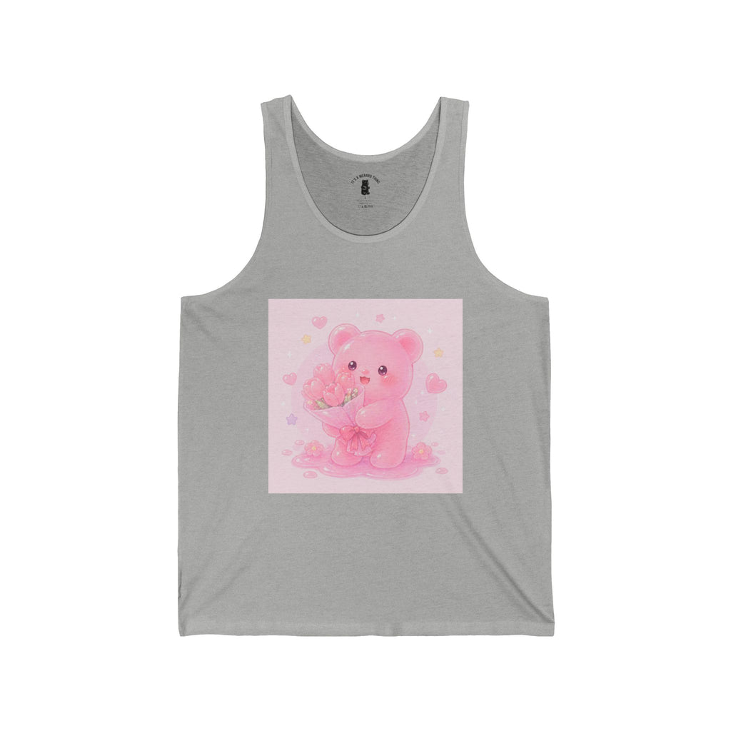 Valentine Flowers for You, Pink Gooey Floral Gummy Bear - Cute Graphic Tank Top