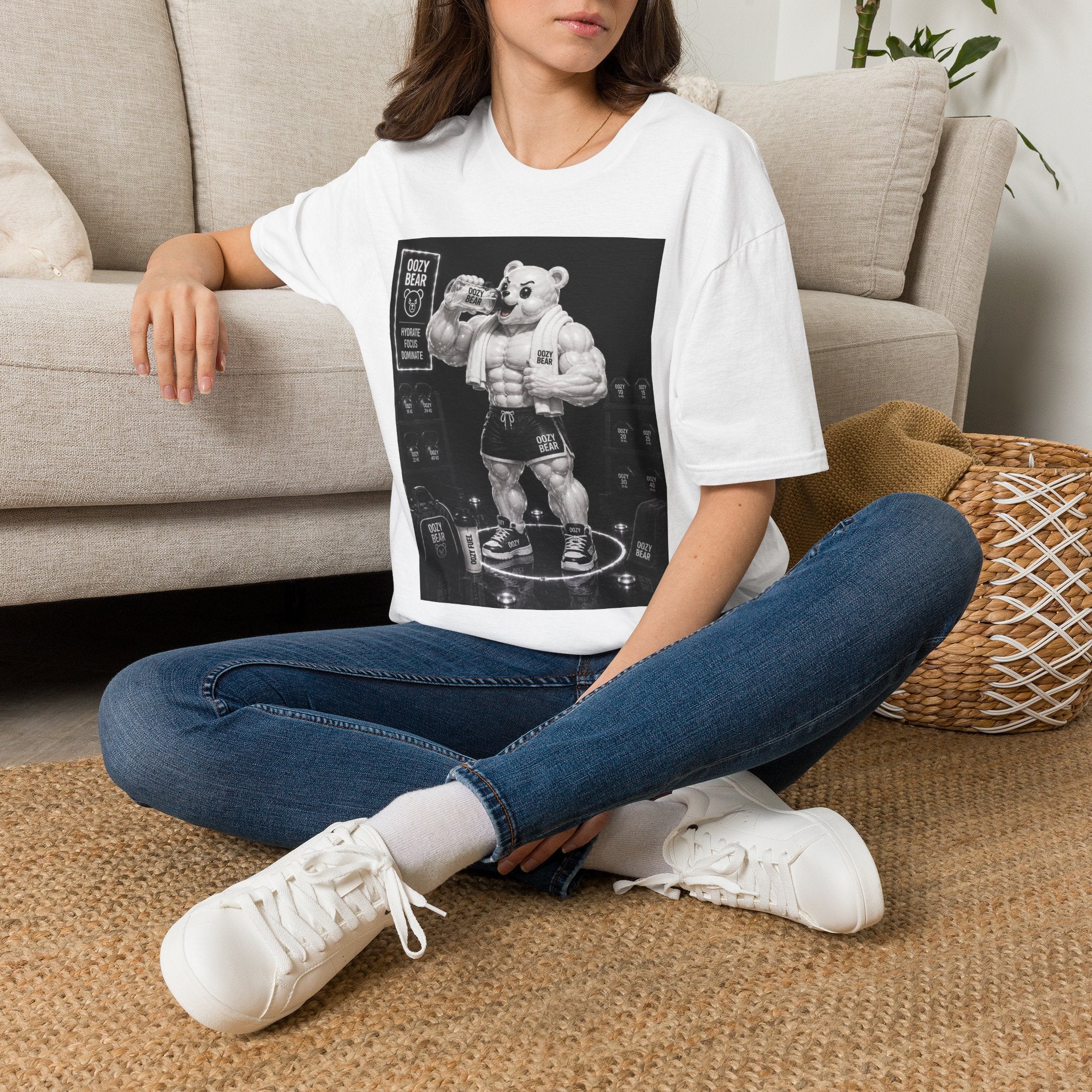 Rehydration Time, Oozy Buff Bodybuilder Gummy Gym Addition- Adult Graphic Shirt