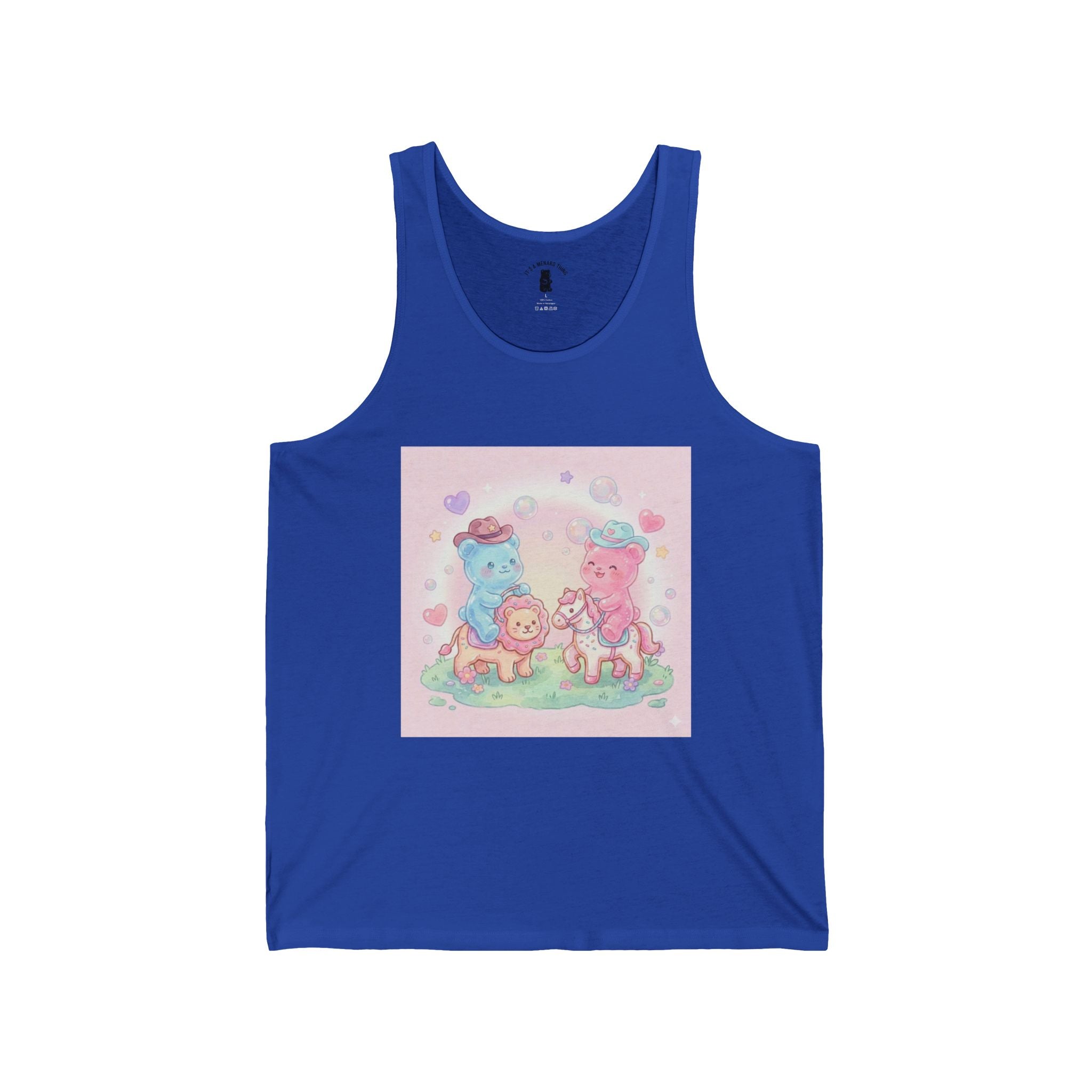 Rodeo Animal Cracker Cowboys, Gooey Gummy Bear Friends — Kawaii Graphic Tank Top
