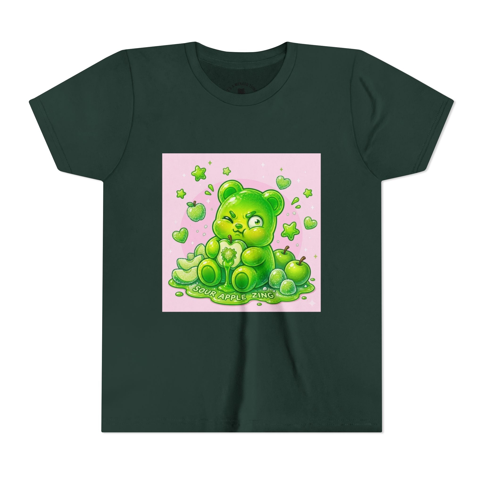 Neon Green Sour Apple Gooey Gummy Bear Graphic Youth Shirt