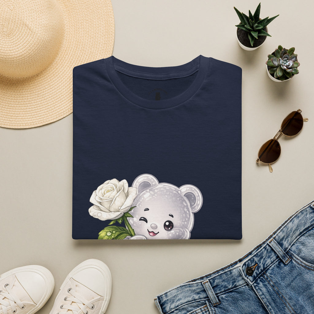 Beautiful Blooming White Rose, Oozy Bear Gummy Special Flower Addition- Graphic Shirt