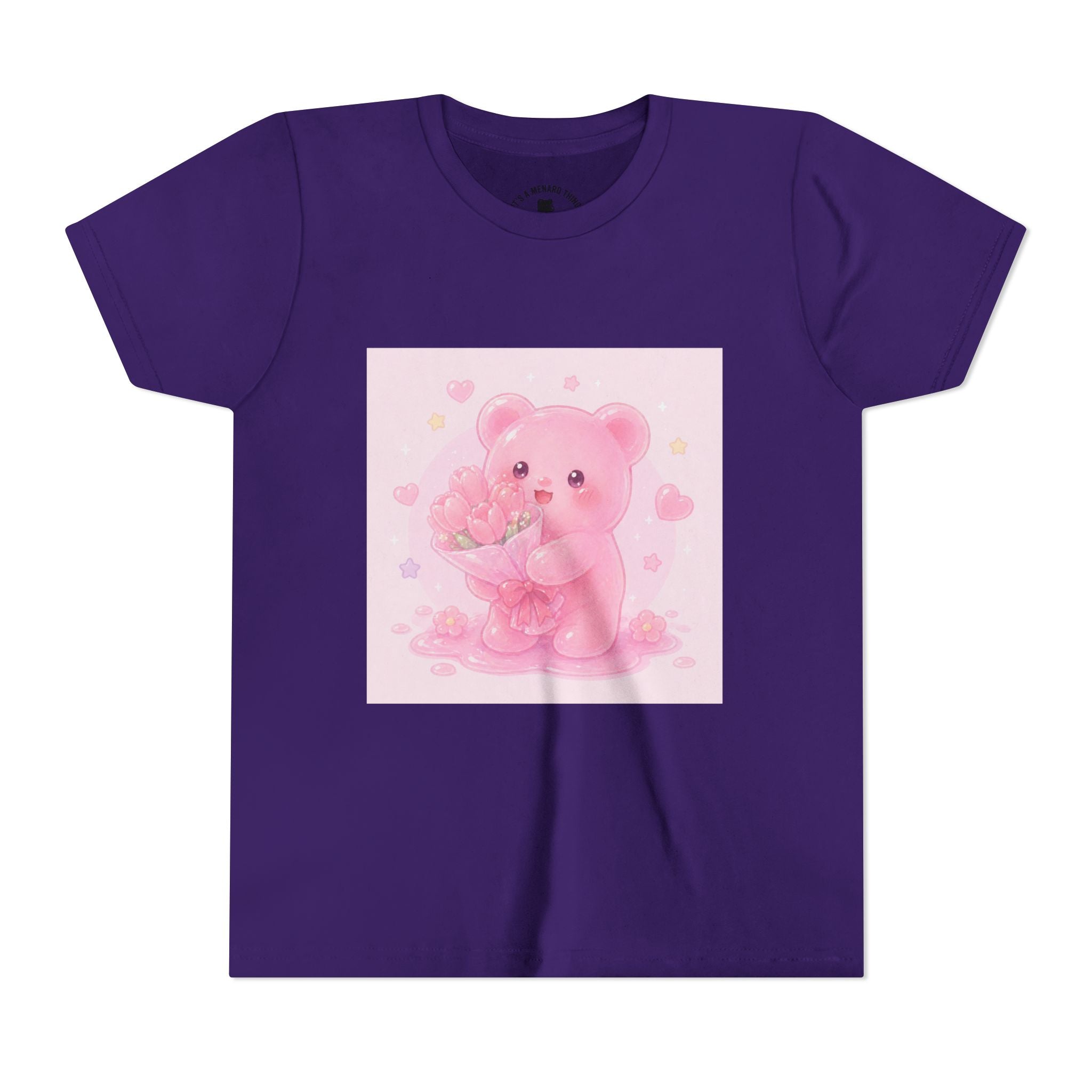 Pink Gooey Gummy Bear Youth Tee – Valentine Gummy Bouquet Kids Shirt