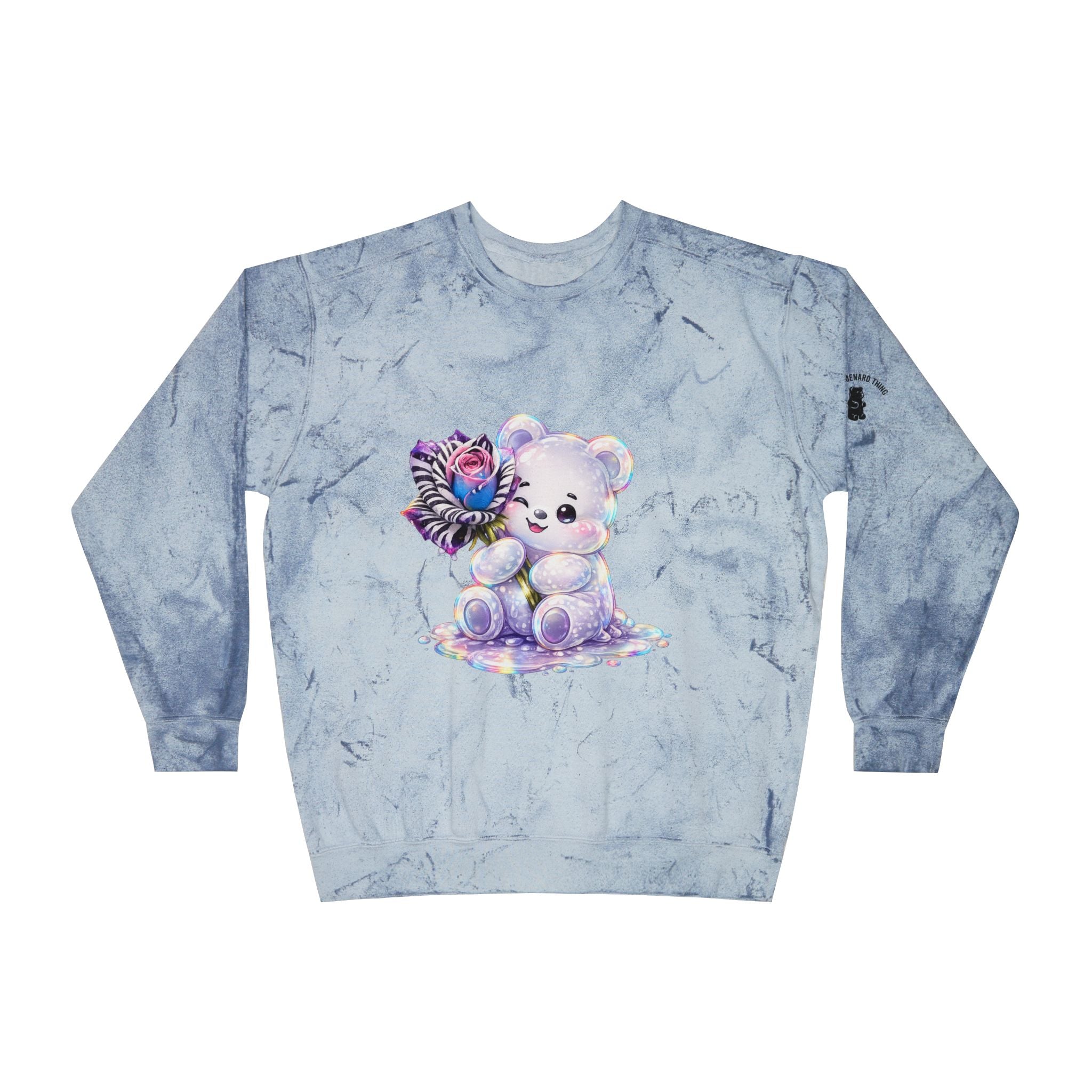 Illustration Pretty Rose, White prism Gooey Gummy Bear-Kawaii Graphic Sweatshirt