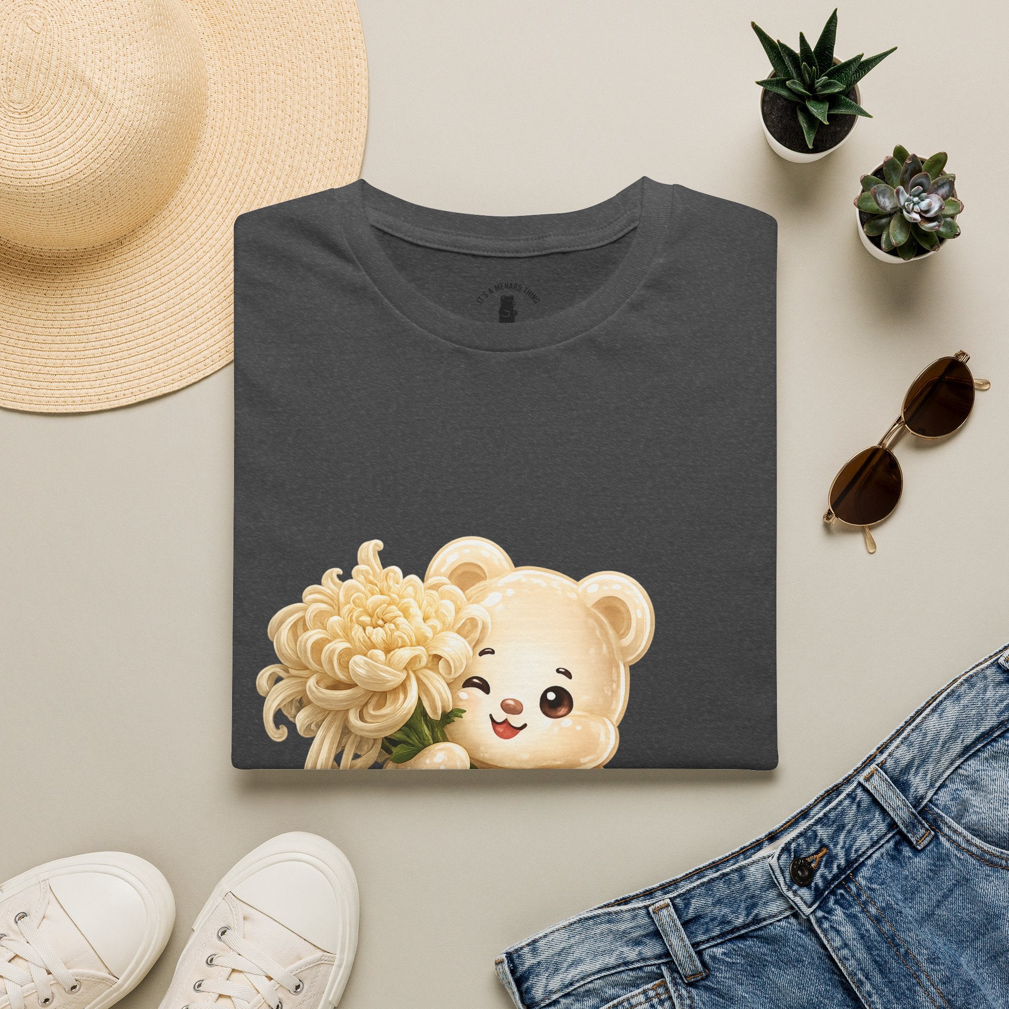 Chrysanthemum Special, Cream Oozy Bear Friend Special Flower Additon- Graphic Shirt