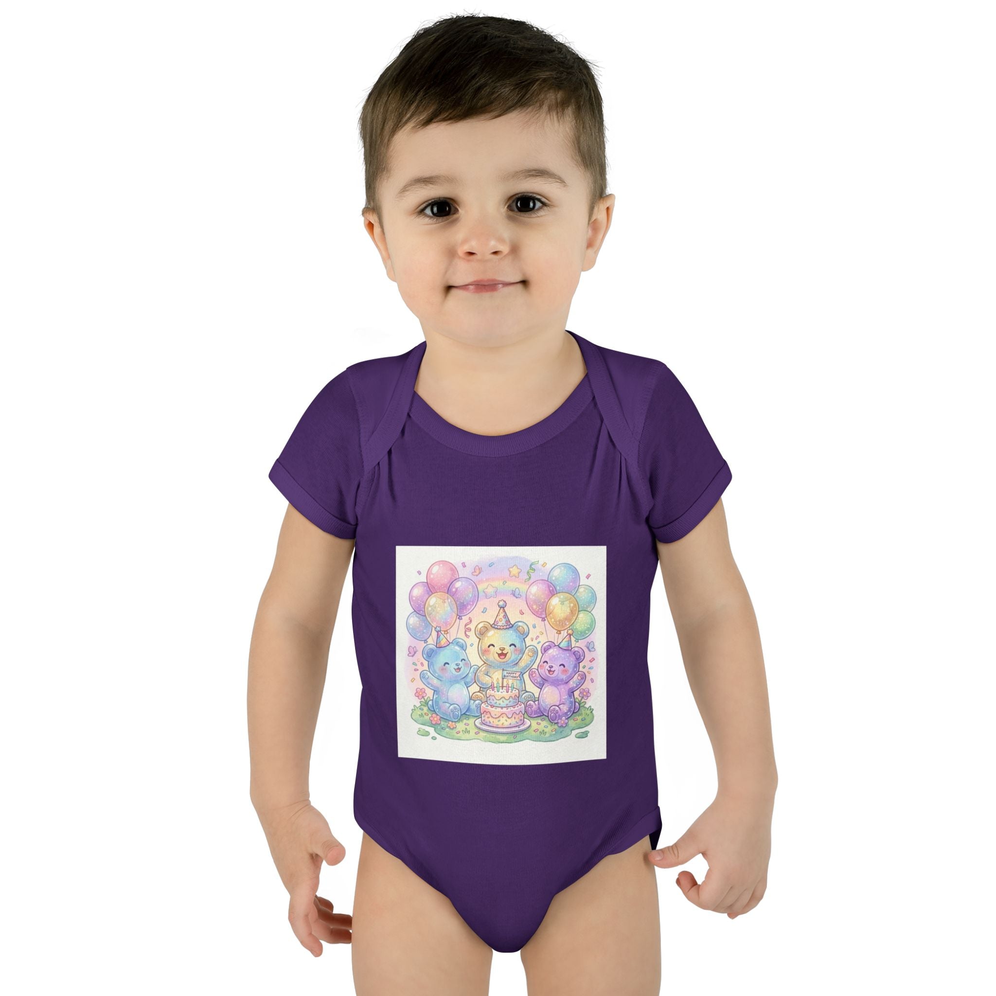 Birthday Gooey Bears, Cake & Balloons Infant Onesie