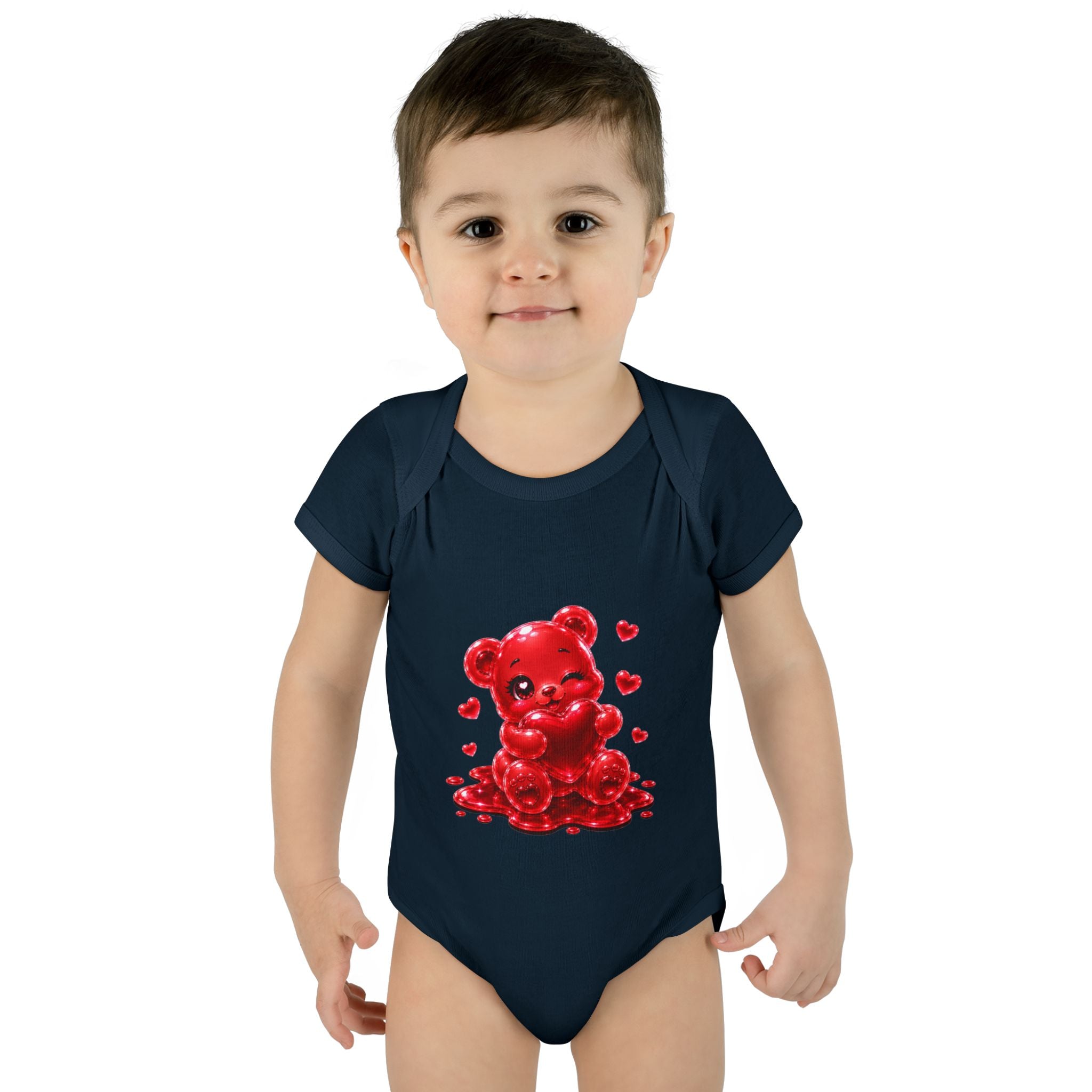 Special Red Heart Oozy Bear Baby Gummy Cutie Addition- Graphic Onesie