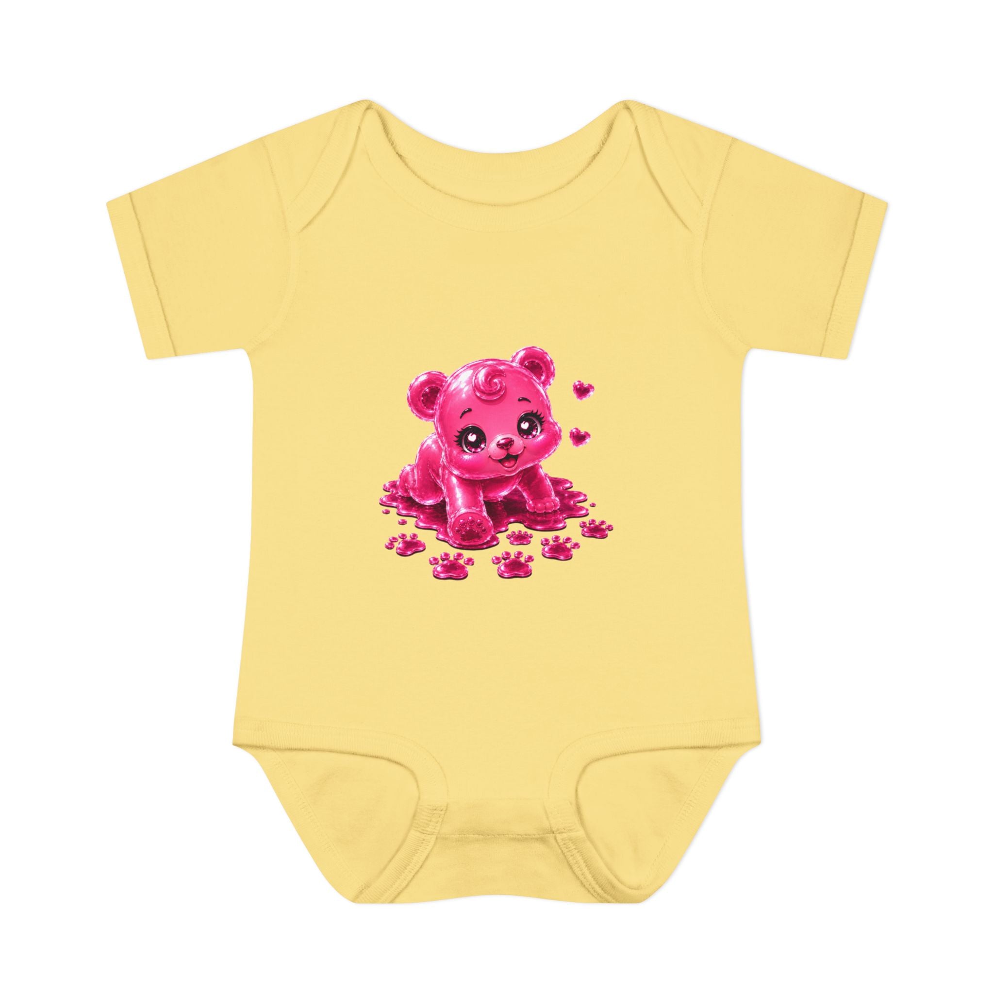 Messy Play Time, Crawling Steps Pink Oozy Baby Gummy Bear Cutie Addition- Graphic Onesie