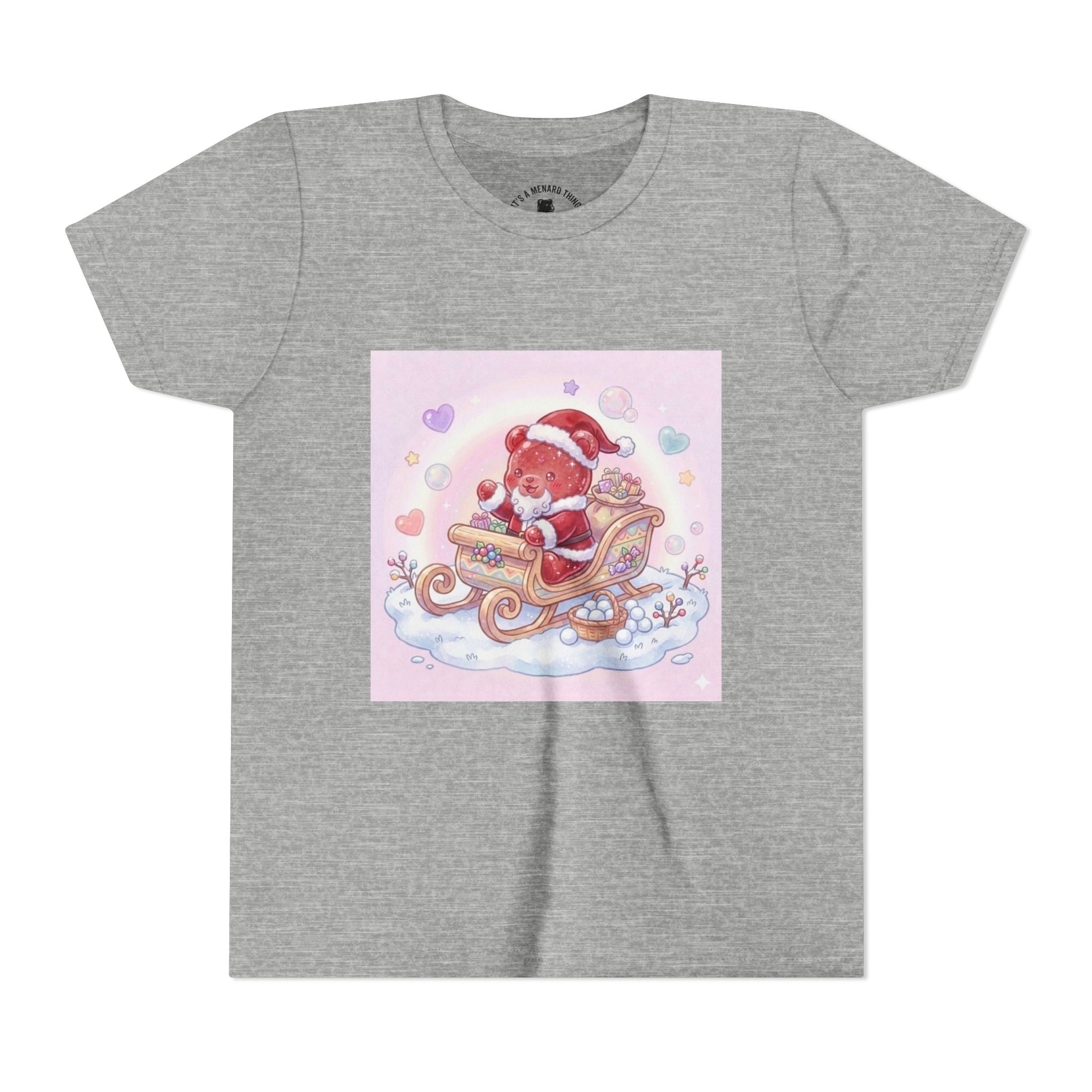 Cute Gooey Gummy Red Santa in Sleigh Holiday Shirt