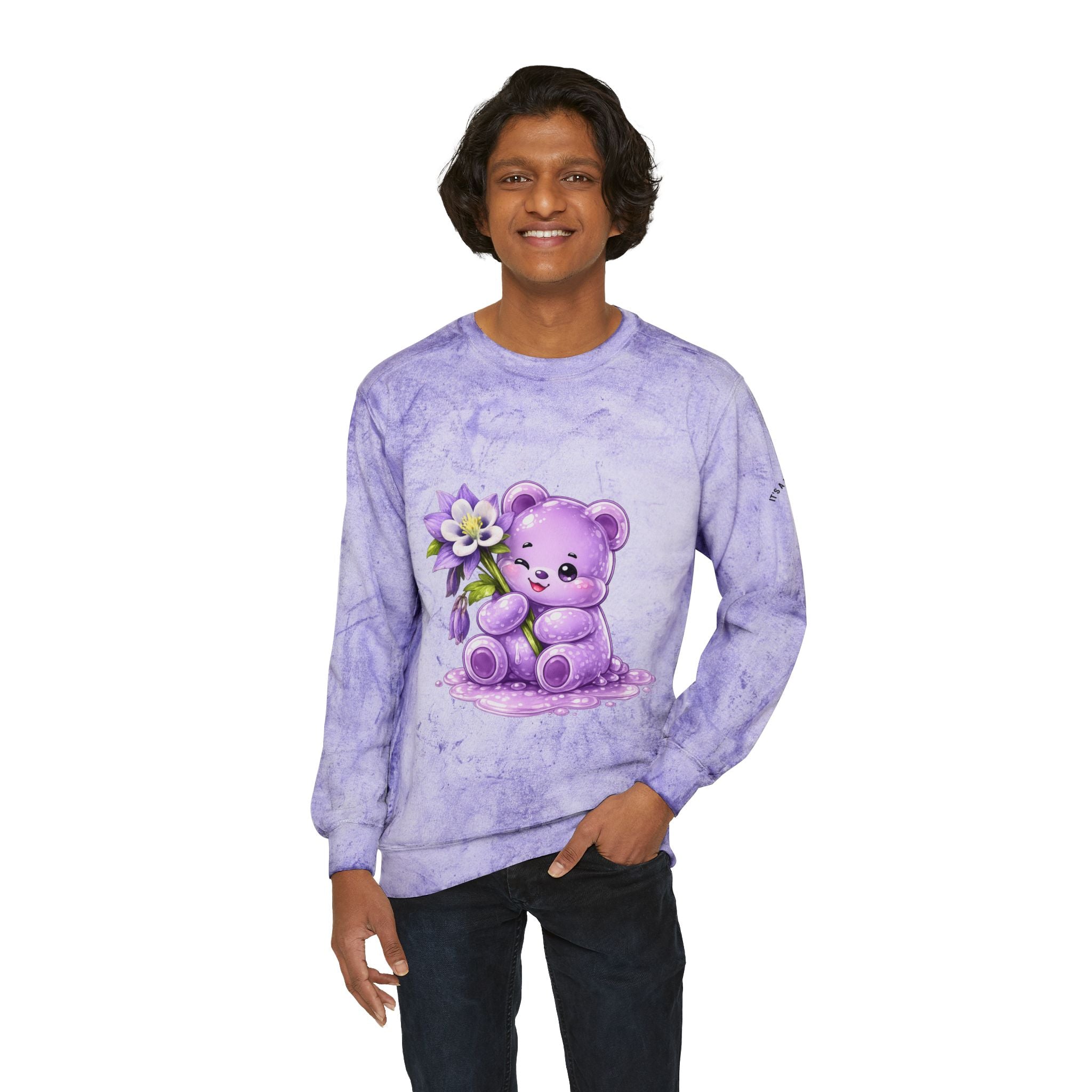 The Colorado Blue Columbine Flower, Purple Special Gooey Gummy-Tie-Dye Graphic Sweatshirt