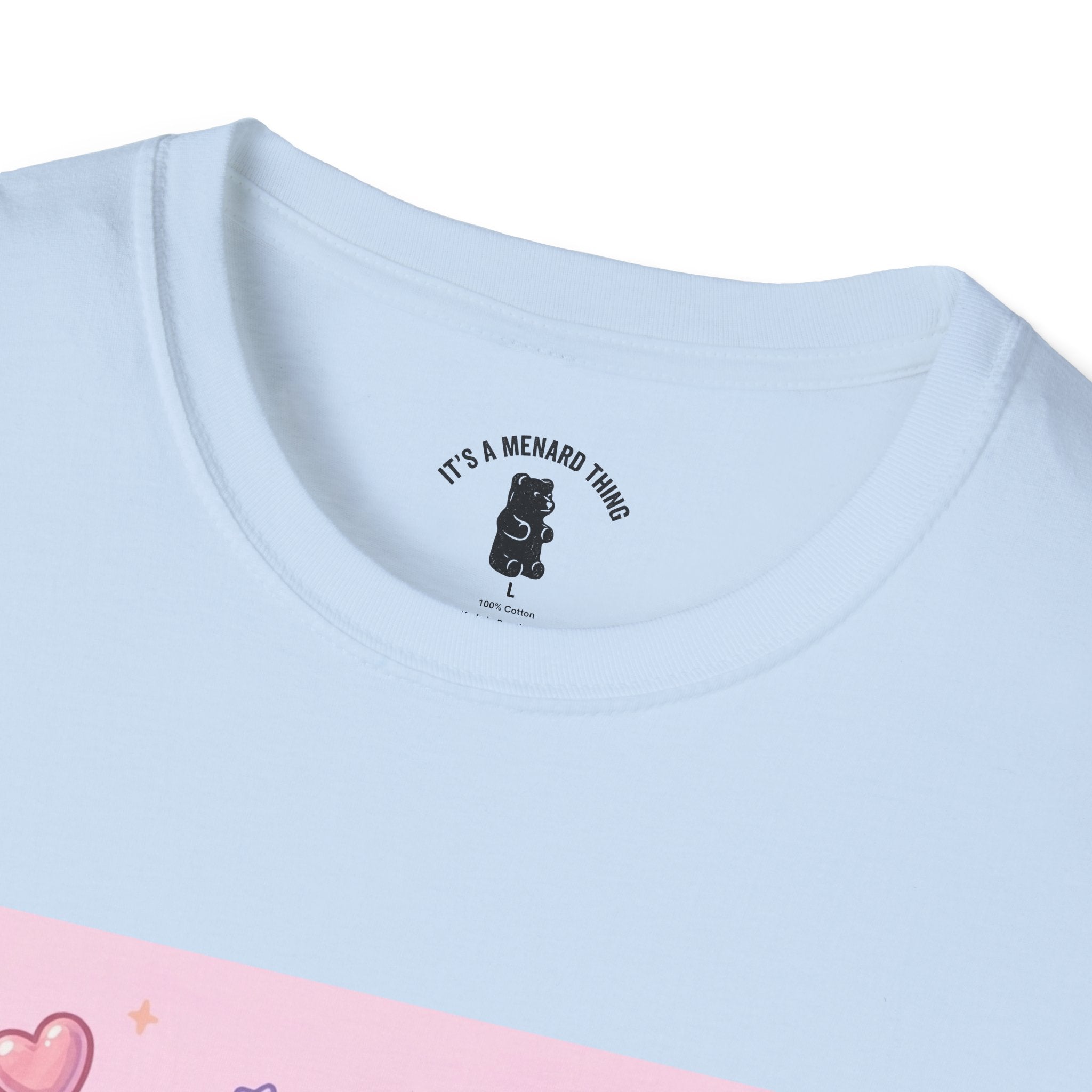 Cute Pastel Candy Bear T-Shirt — Rainbow Kawaii Heart Graphic