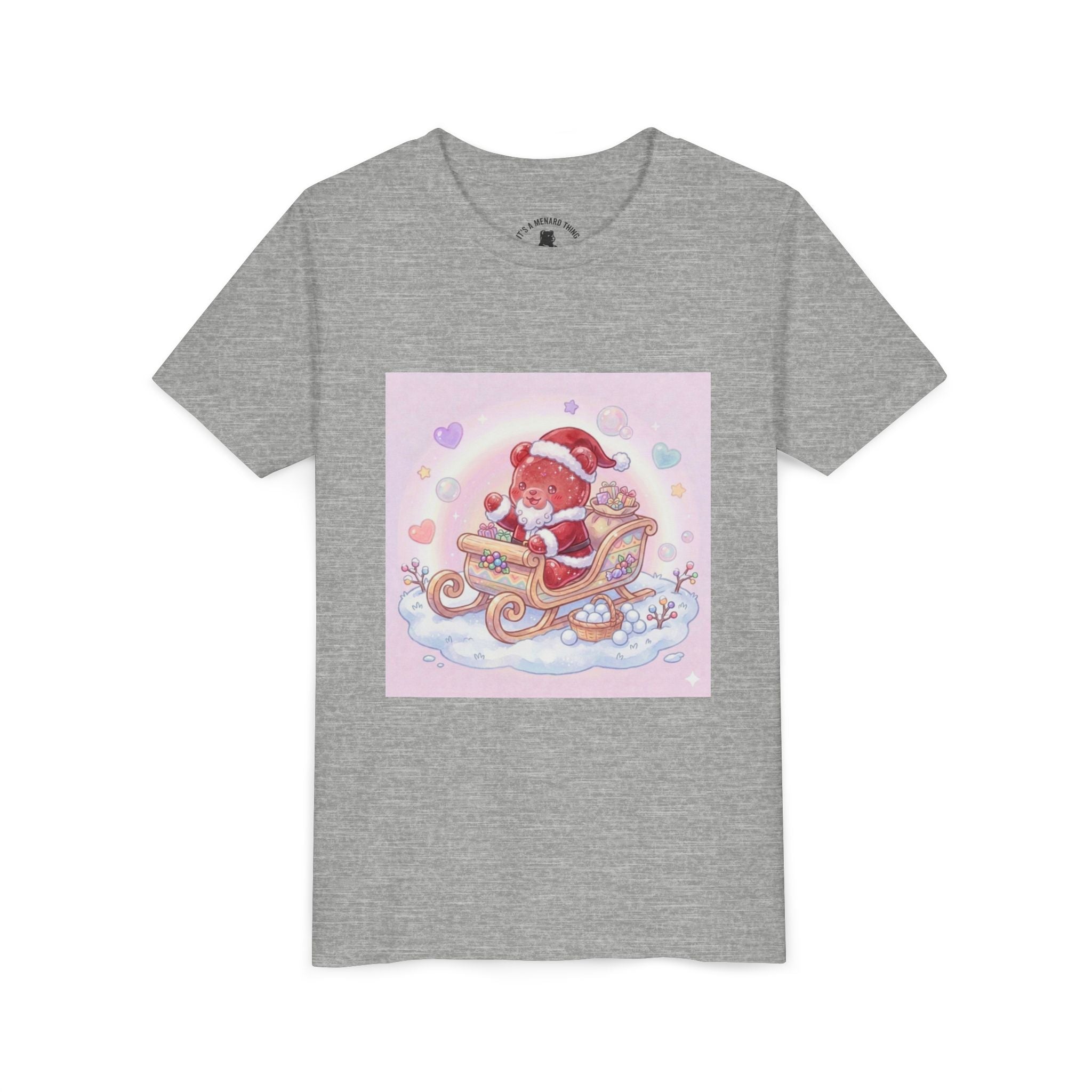 Cute Gooey Gummy Red Santa in Sleigh Holiday Shirt