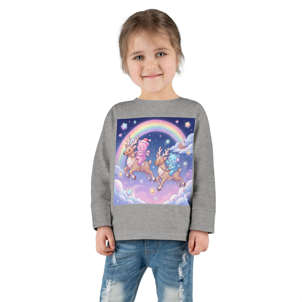 Riding On Frosted Flying Reindeer, Oozy Bear Friends Special- Graphic Long Sleeve Shirt