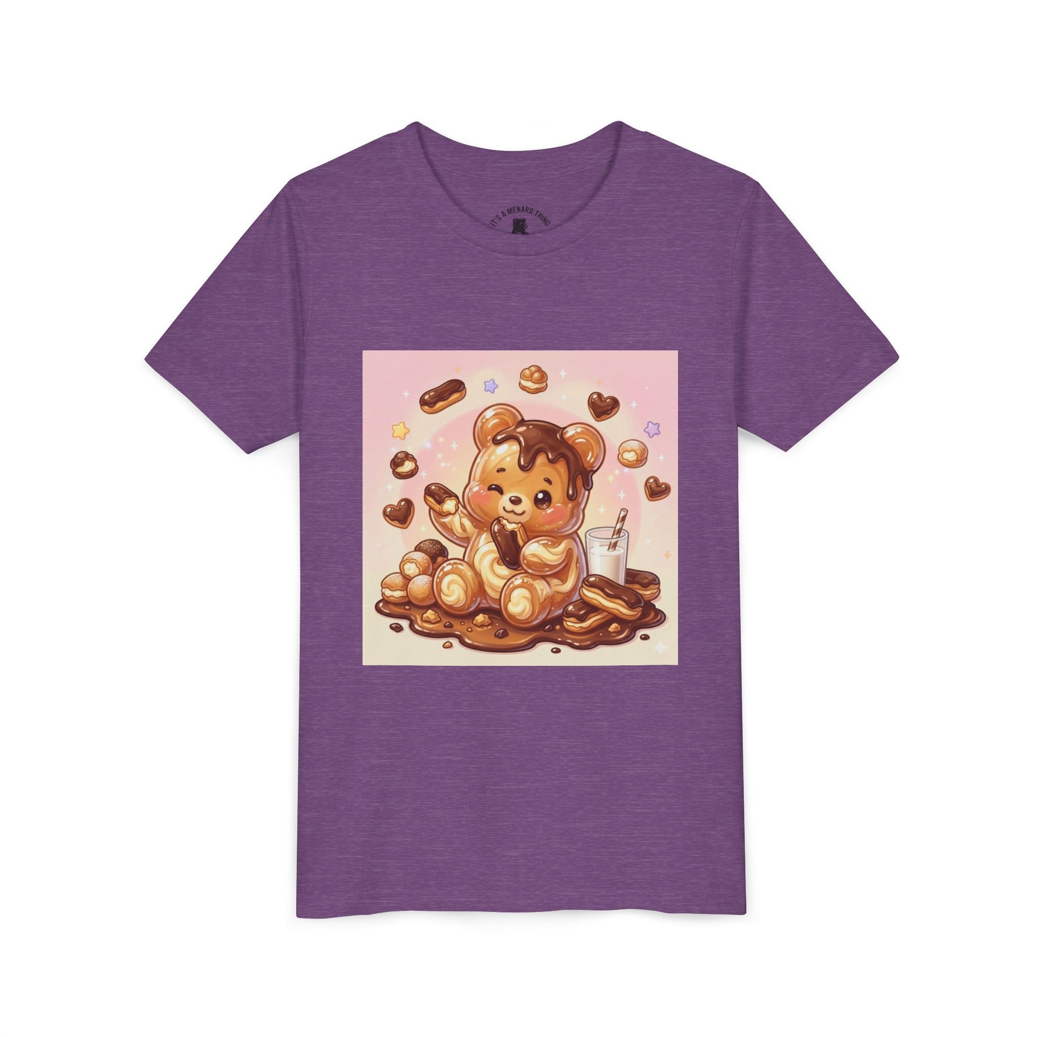 Cute Chocolate Eclair & Milk Gooey Gummy Bear Youth T-Shirt