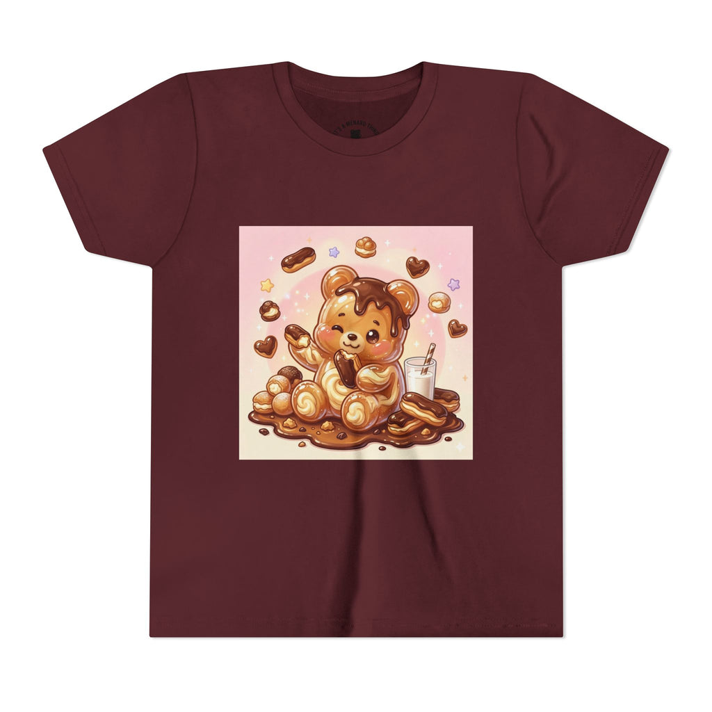 Cute Chocolate Eclair & Milk Gooey Gummy Bear Youth T-Shirt