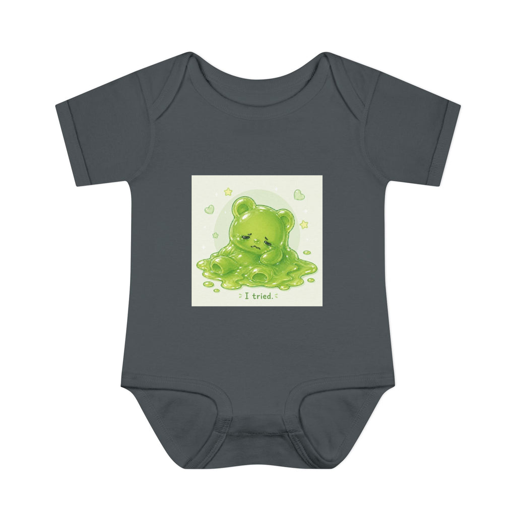 Infant Bodysuit — Cute Gooey Green Melted Gummy Bear "I Tried" Baby Onesie