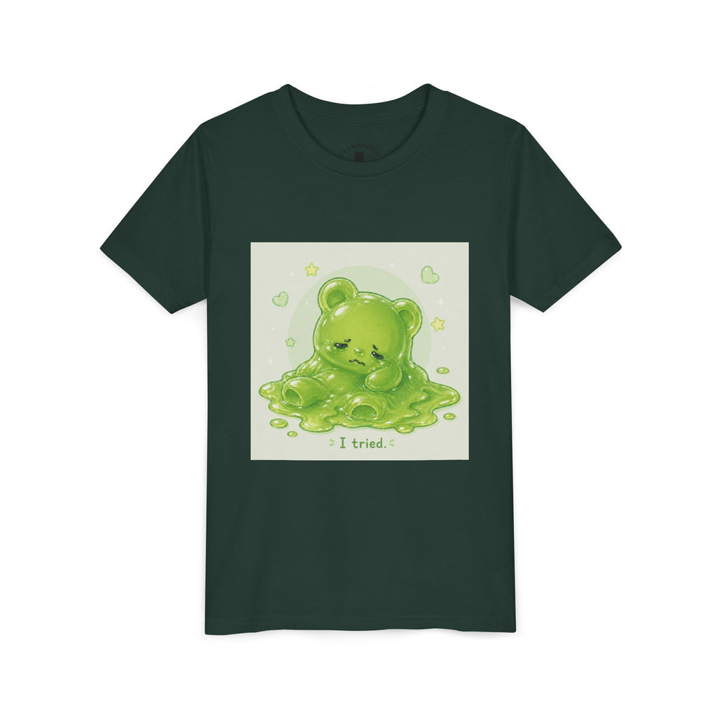 Melting Green Gooey Gummy Bear "I tried." Graphic T-Shirt