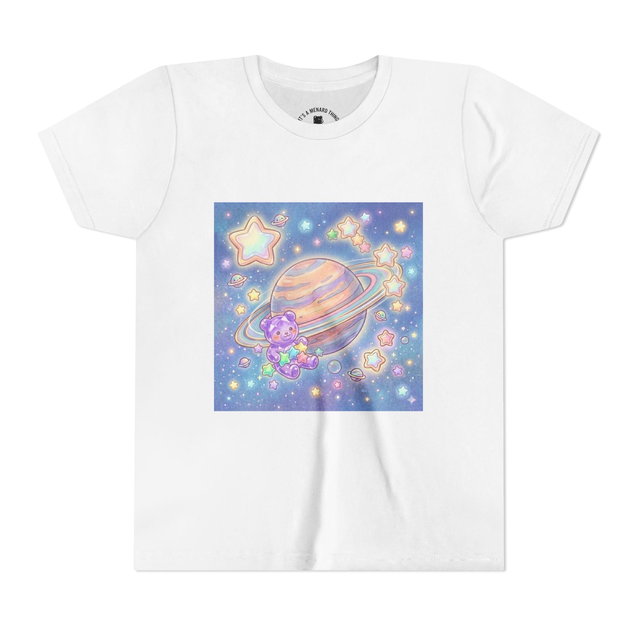 Merry-go-Saturn Cosmic Gooey Crystal Gummy Bear- Stars & Sparkles Graphic T-Shirt