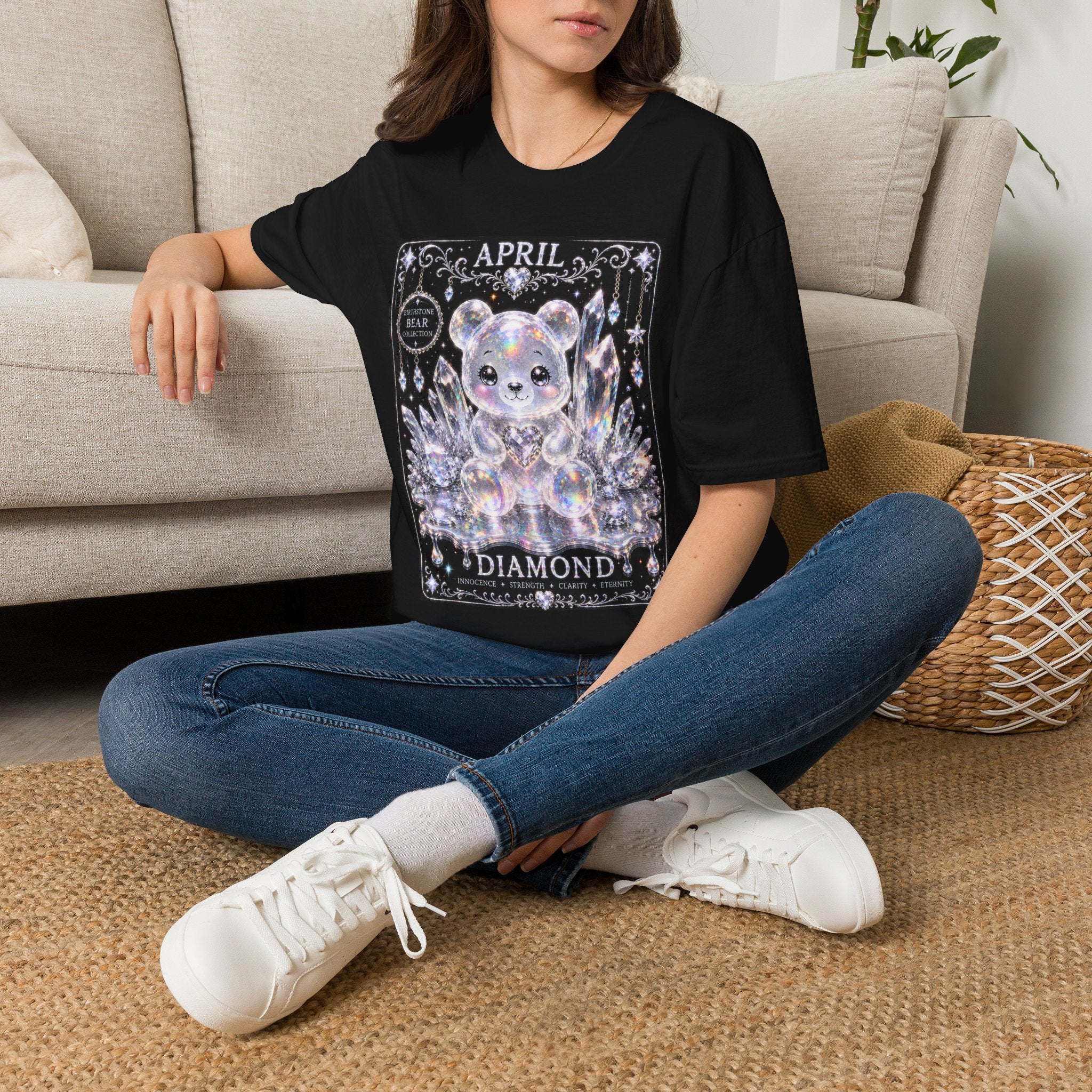 April, Diamond Birthstone Crystal Oozy Bear Friend Special Addition- Graphic Shirt