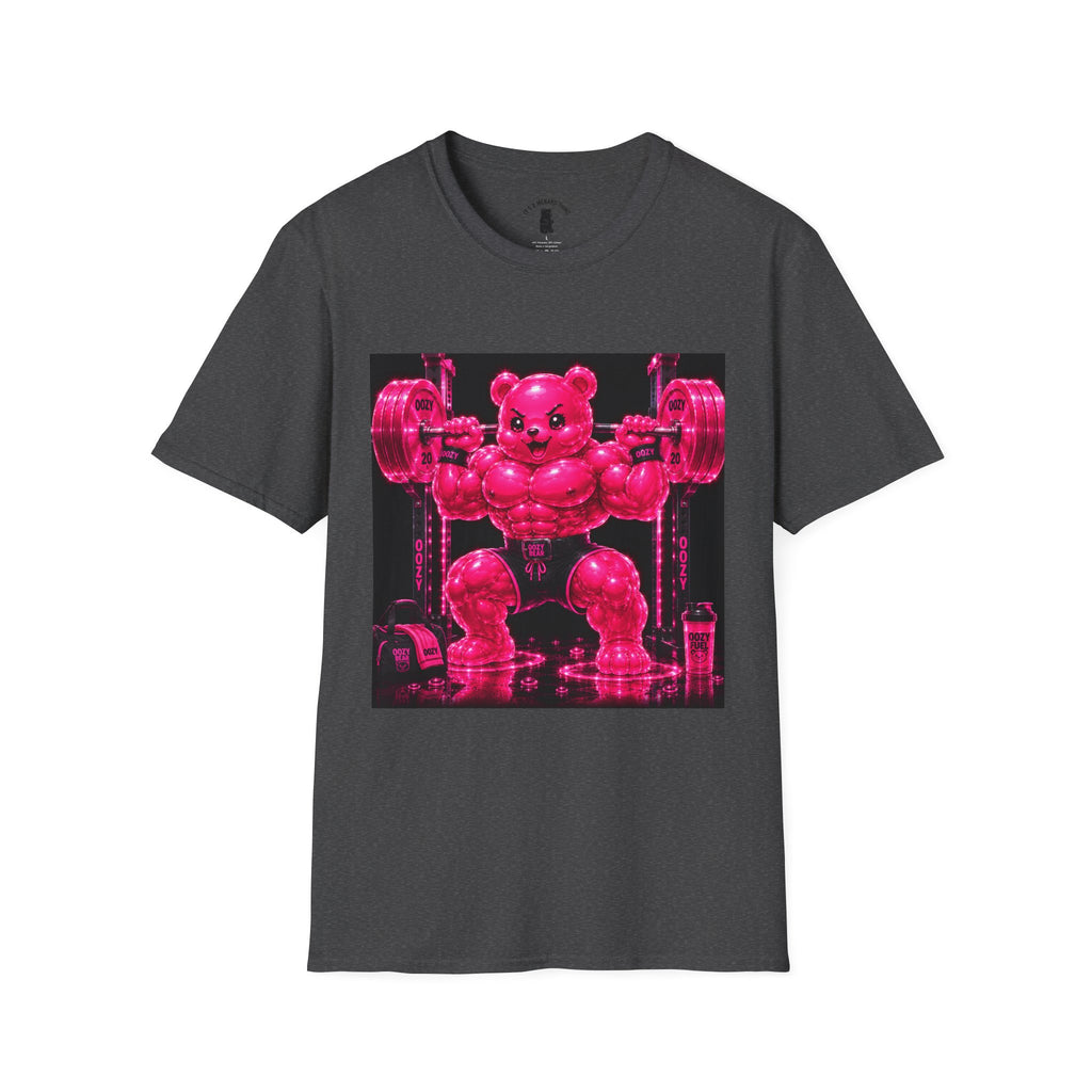 Feeling Like a Work Out, Pink Oozy Buff Bear Gummy Gym Special- Adult Graphic Shirt