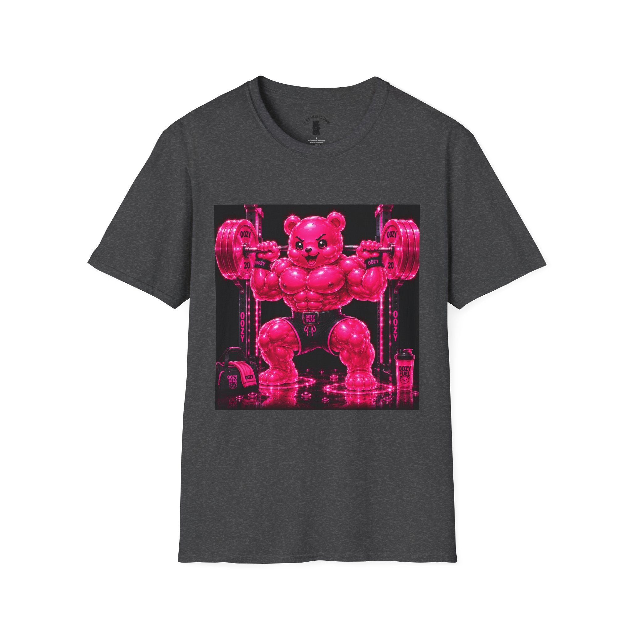 Feeling Like a Work Out, Pink Oozy Buff Bear Gummy Gym Special- Adult Graphic Shirt