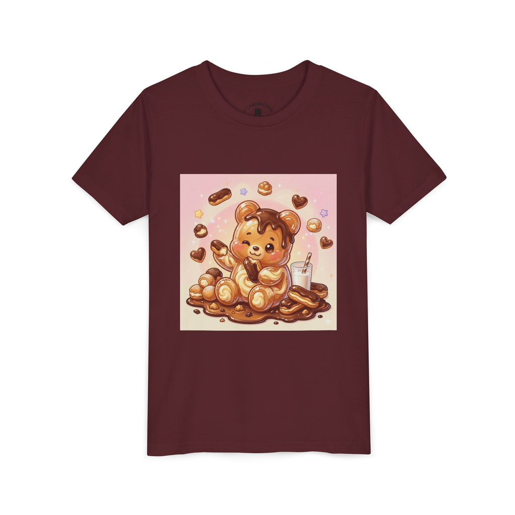 Cute Chocolate Eclair & Milk Gooey Gummy Bear Youth T-Shirt