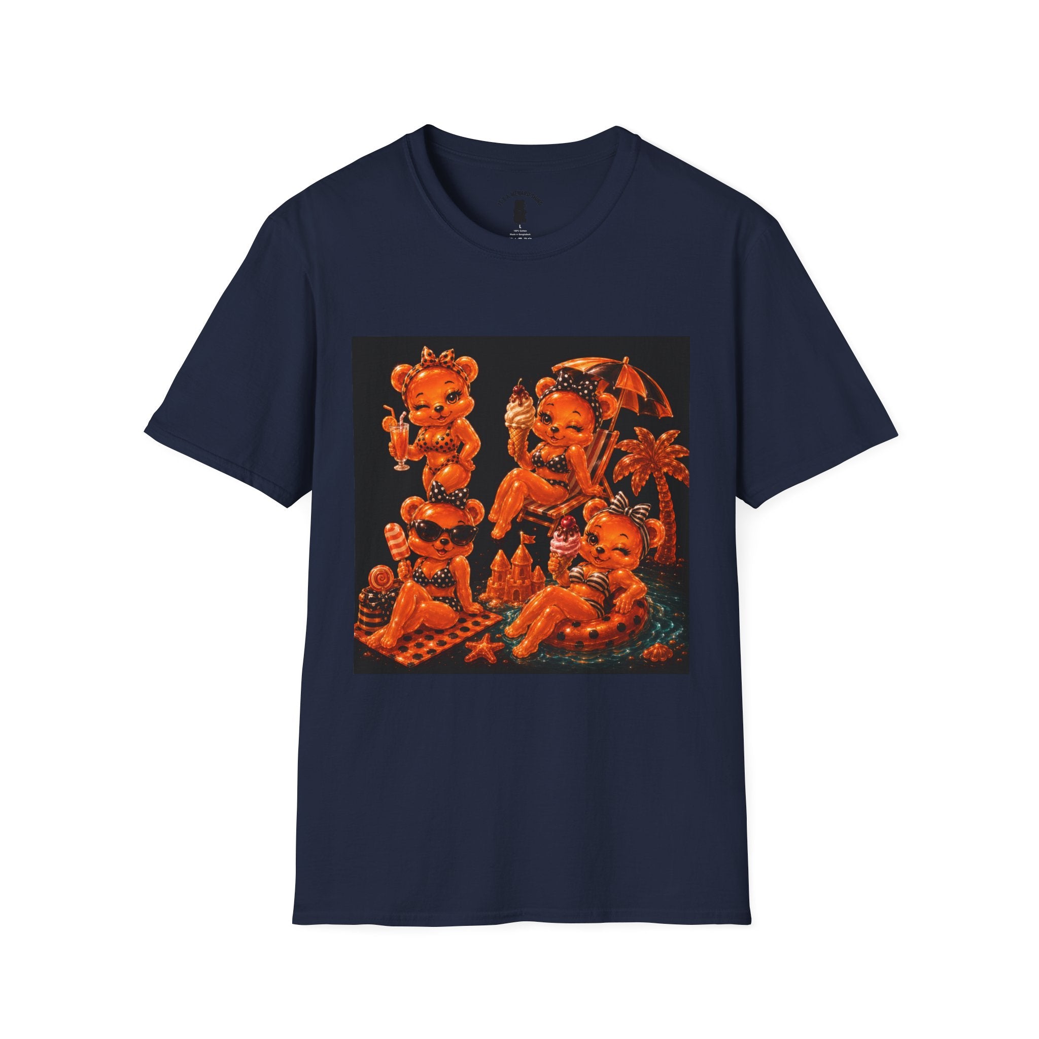 Retro Orang Beach Pin Up Oozy Bear Babe- Adult Graphic Shirt (18+)