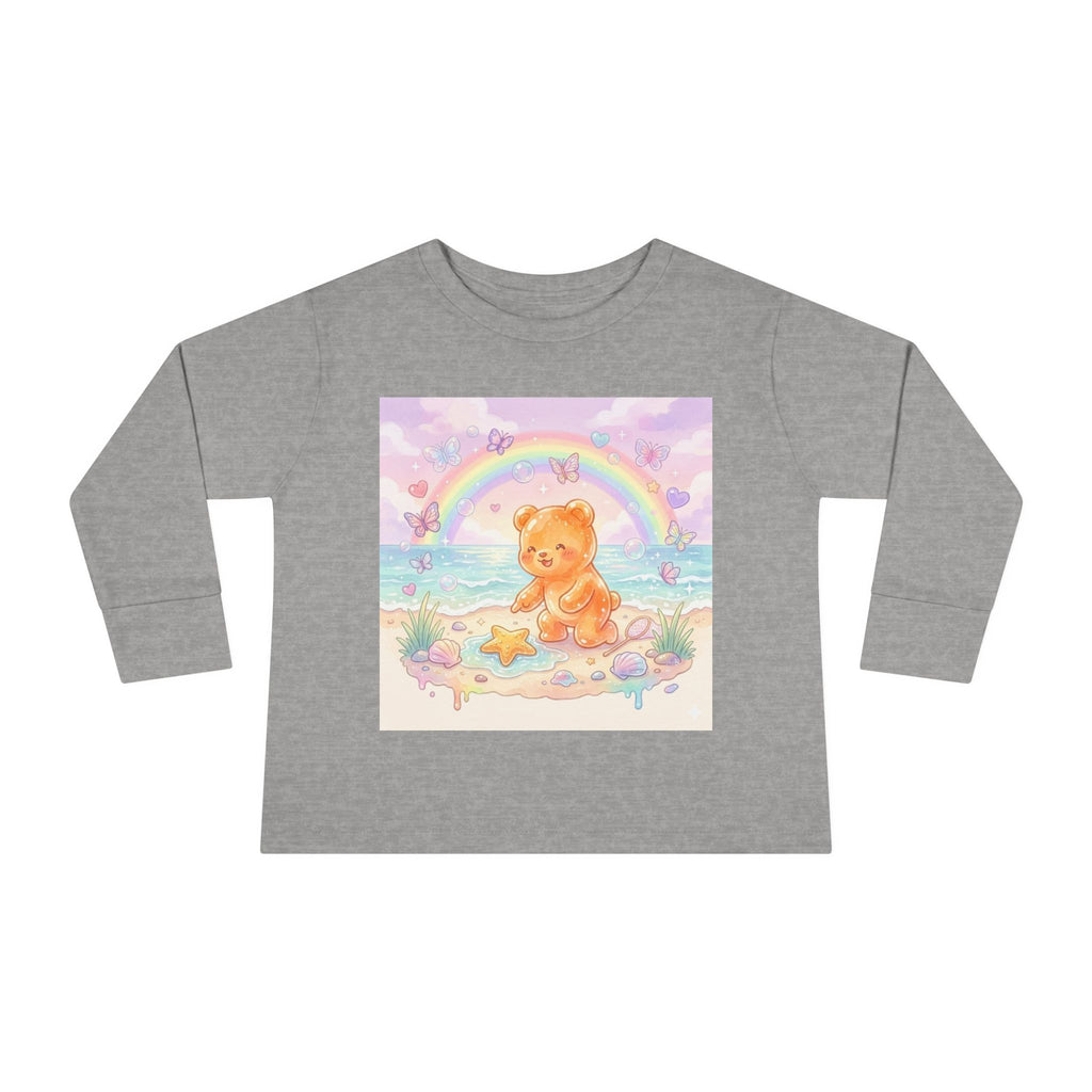 Cute Beach Day, Found Starfish Orange Oozy Bear Friend- Graphic Long Sleeve Shirt