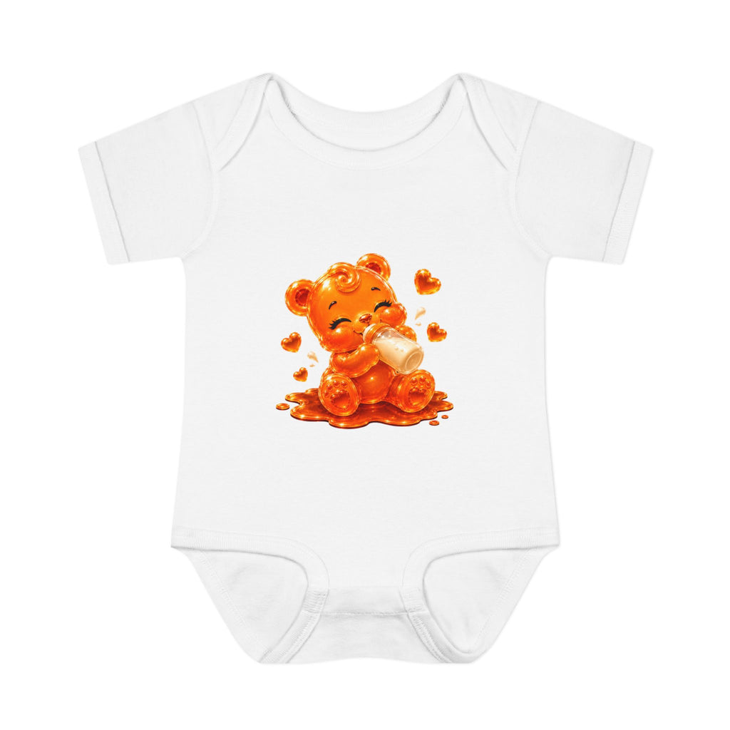Yummy, Yummy Milk Time Orange Oozy Baby Gummy Bear Cutie Addition- Graphic Onesie