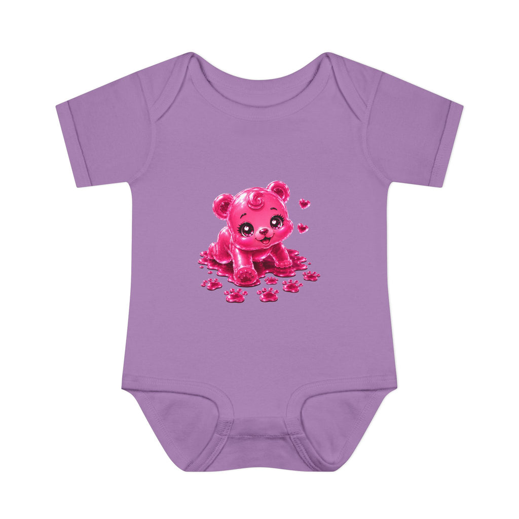 Messy Play Time, Crawling Steps Pink Oozy Baby Gummy Bear Cutie Addition- Graphic Onesie