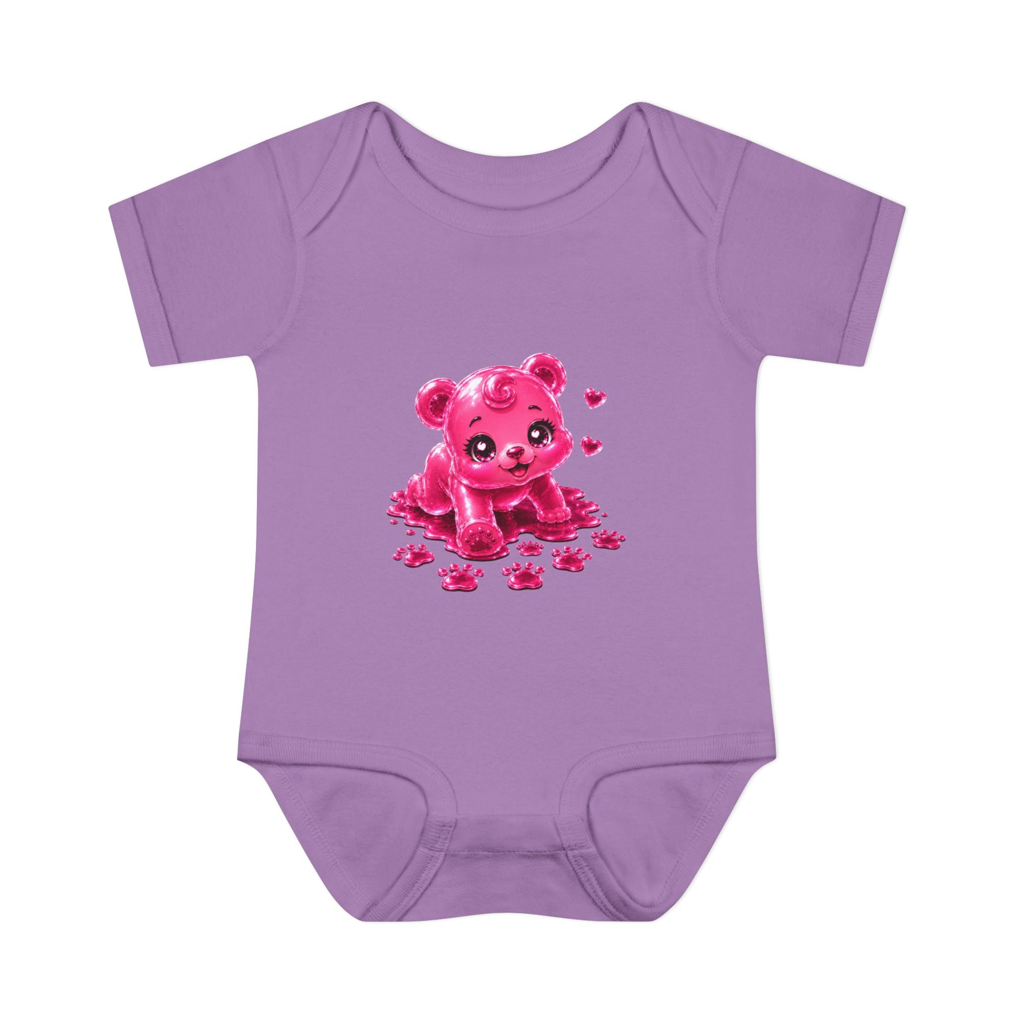 Messy Play Time, Crawling Steps Pink Oozy Baby Gummy Bear Cutie Addition- Graphic Onesie