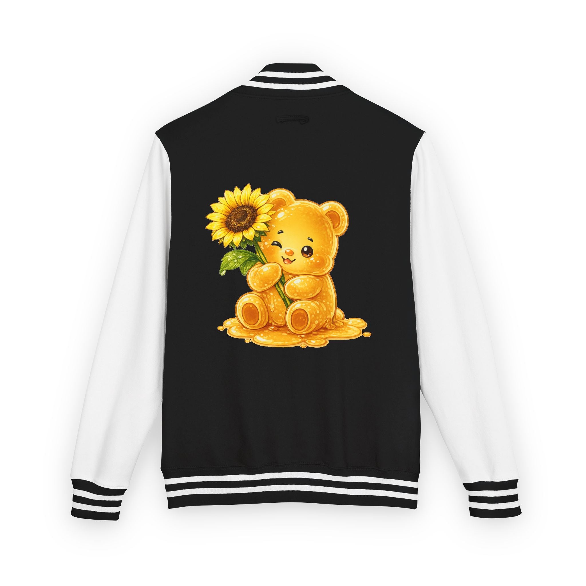 Sunflower Sunrise, Special Yellow Gooey Gummy Friend- Kawaii Varsity Jacket