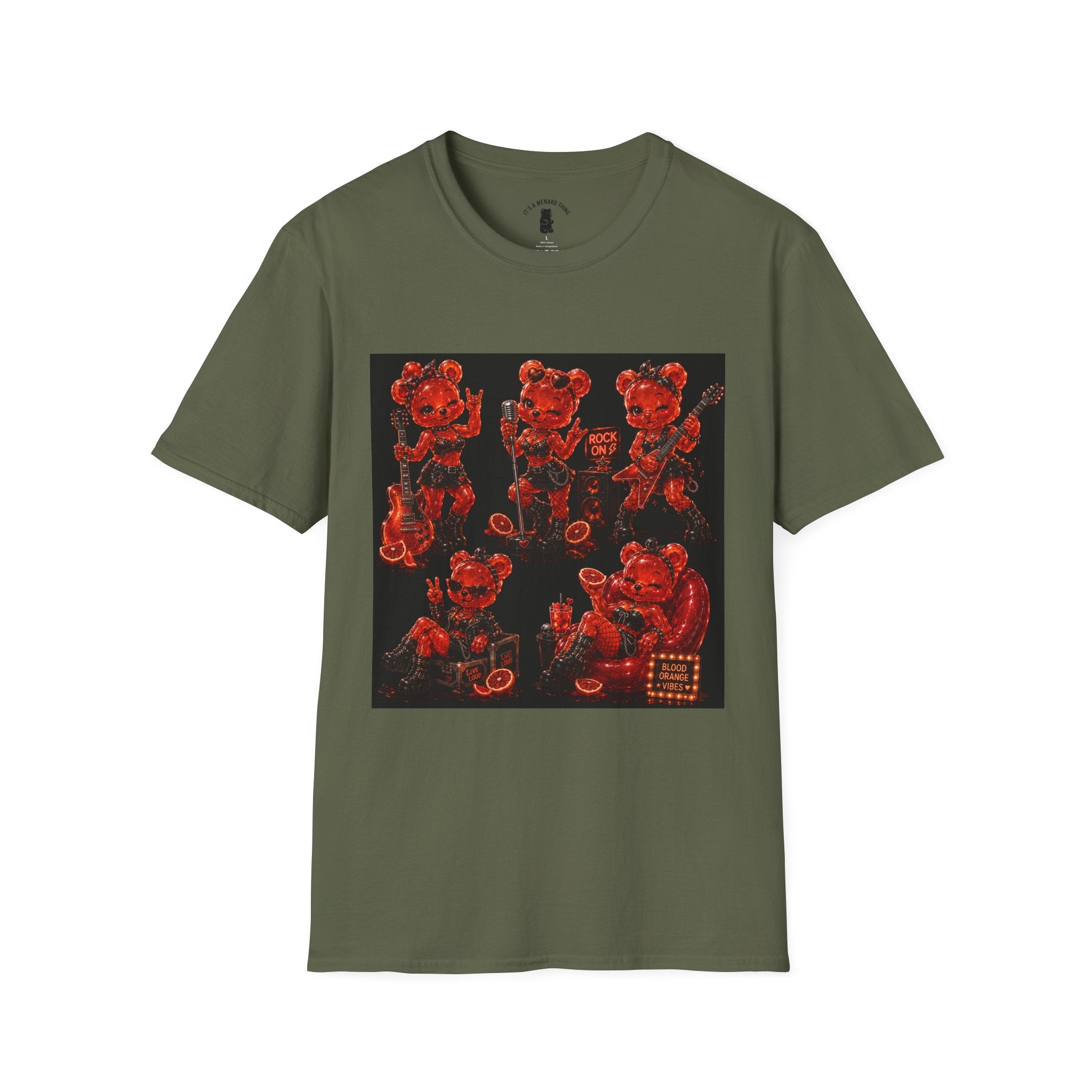 Rocking Blood Orange Grunge Oozy Bear Rocker Babe, Pin Up- Adult Graphic Shirt (18+)