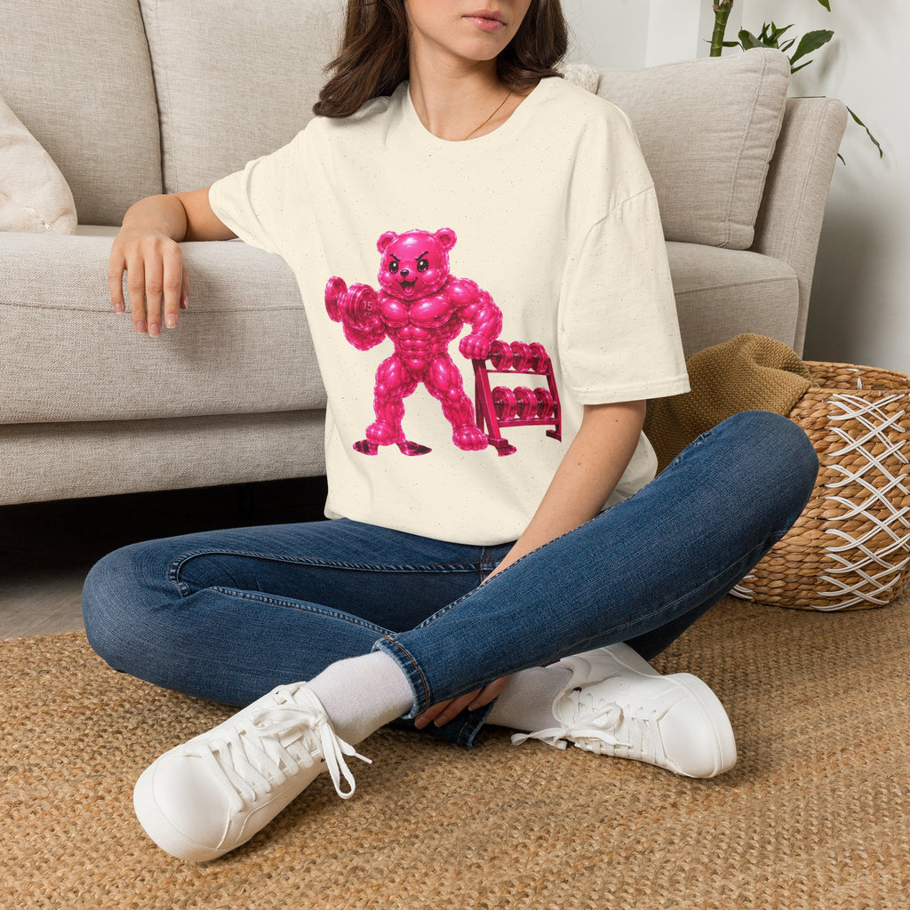 Pink Bodybuilder, Oozy Buff Bear Gummy Special Gym Addition- Adult Graphic Shirt
