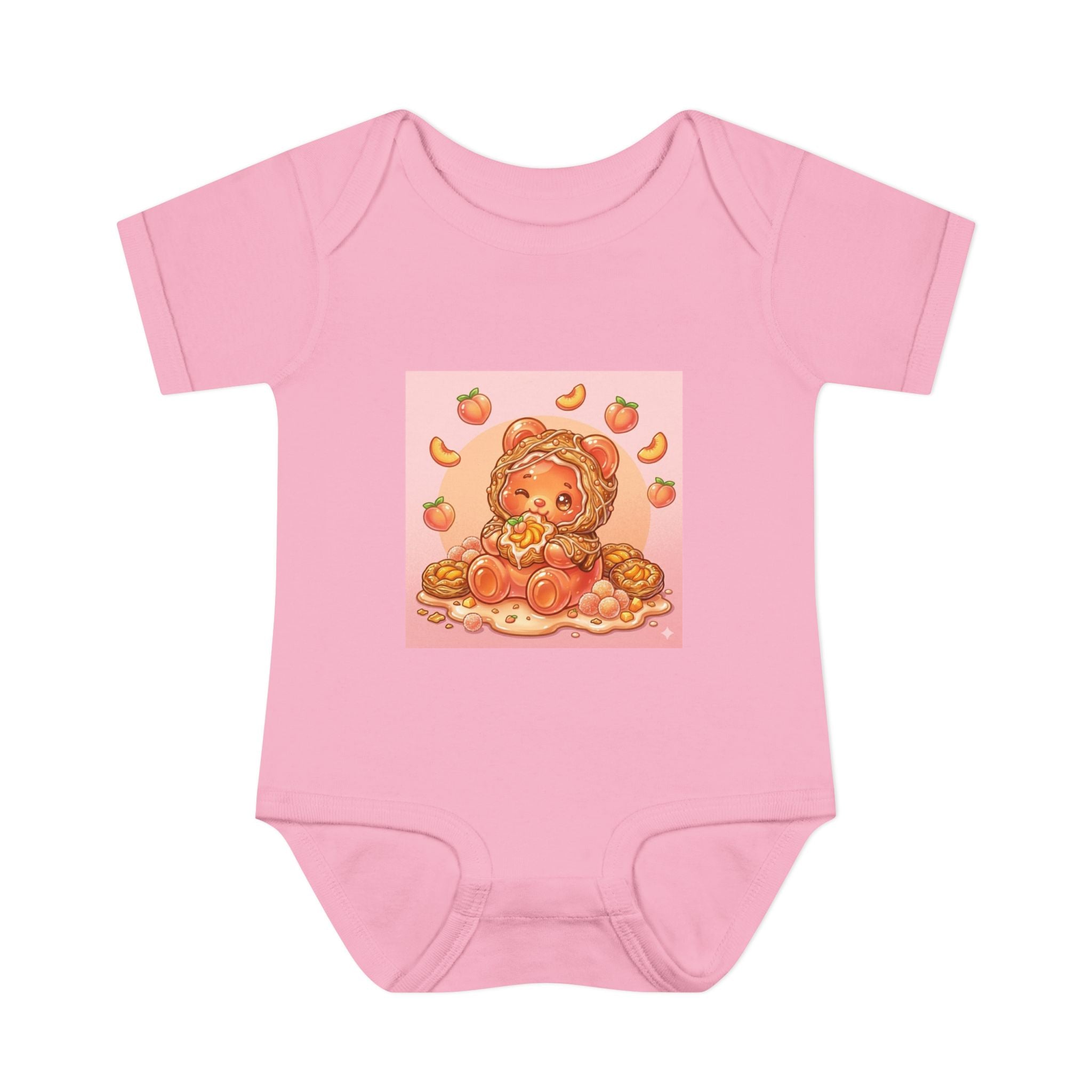 Peach Danish Gooey Gummy Bear in Puff Pasterie PJs Baby Onesie
