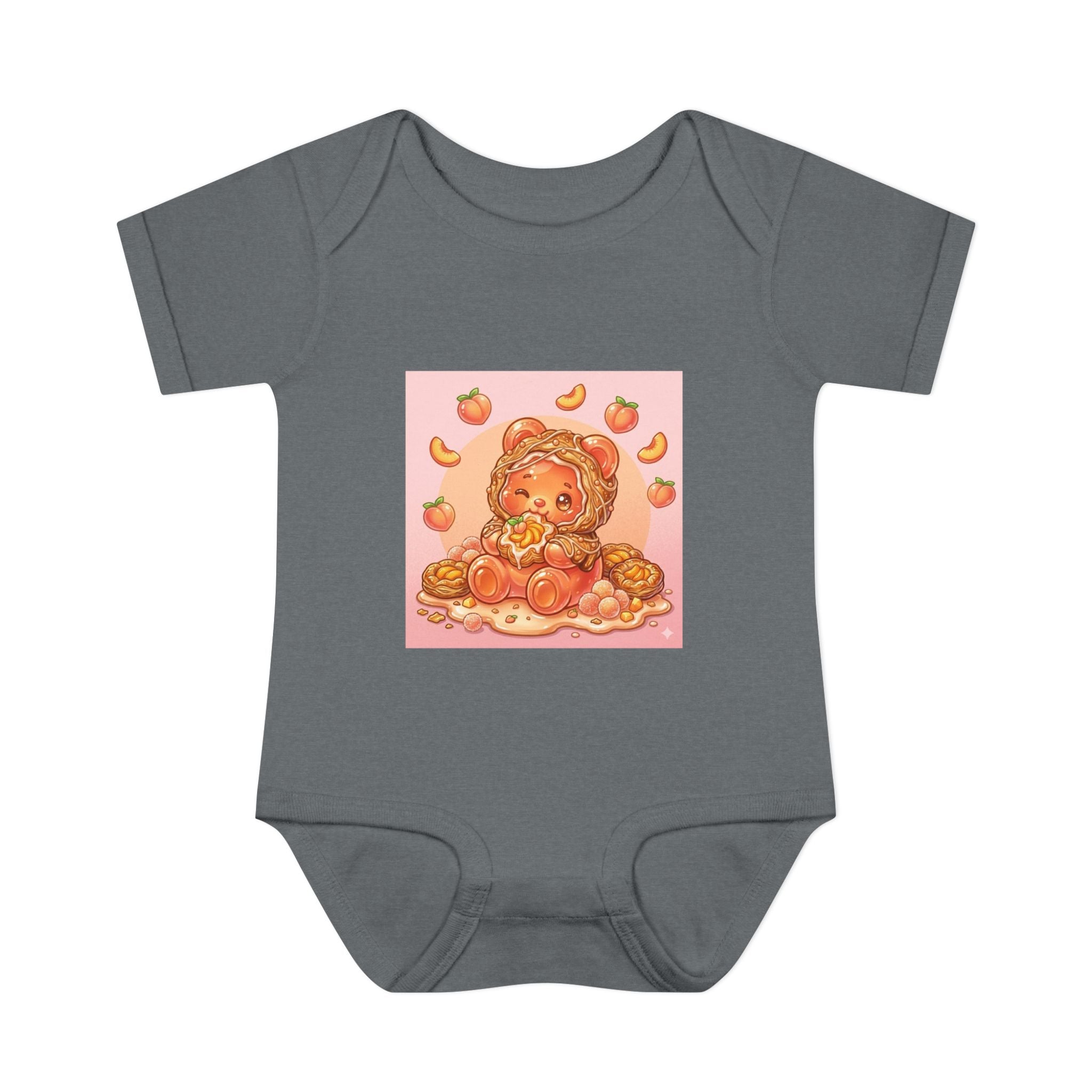 Peach Danish Gooey Gummy Bear in Puff Pasterie PJs Baby Onesie