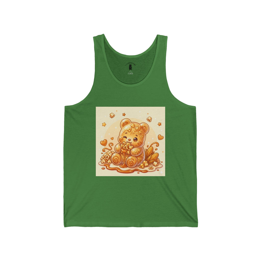 Caramel Corn and Cobs, Golden Gooey Gummy Bear — Cute Illustration Tank top