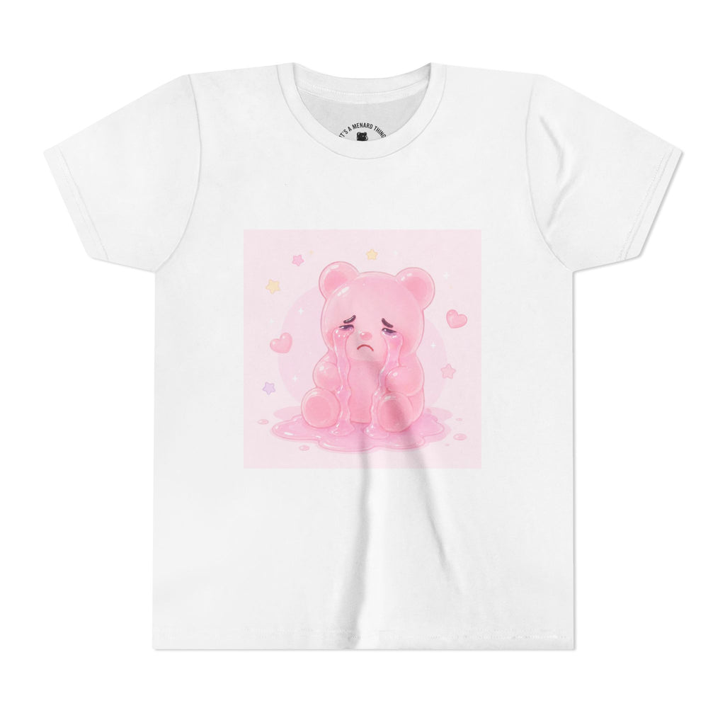 Pink Crying Gooey Gummy Bear Youth Tee – Cute Pastel Graphic Shirt