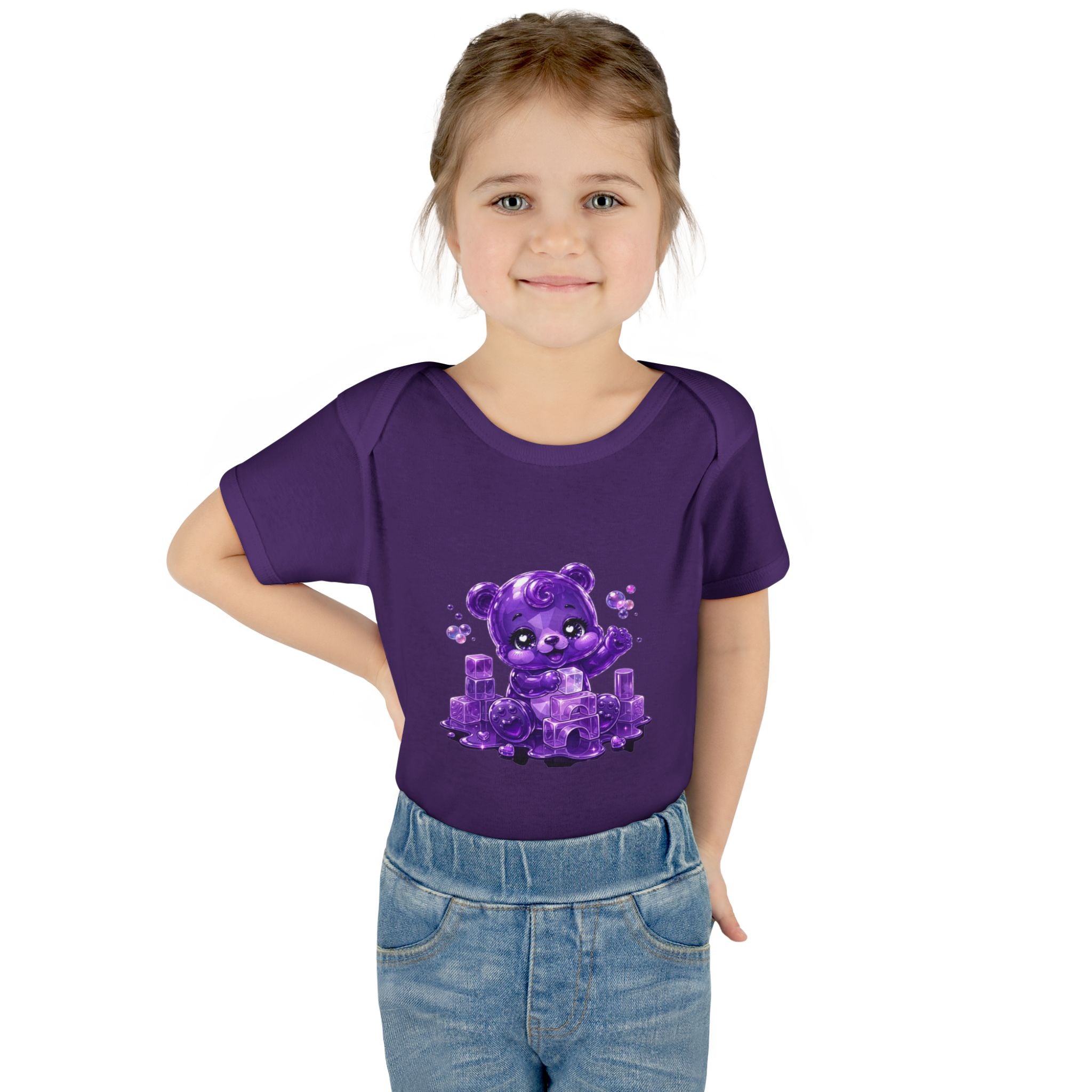 Play Time, Purple Crystal Baby Oozy Bear Gummy Cutie Addition- Graphic Onesie