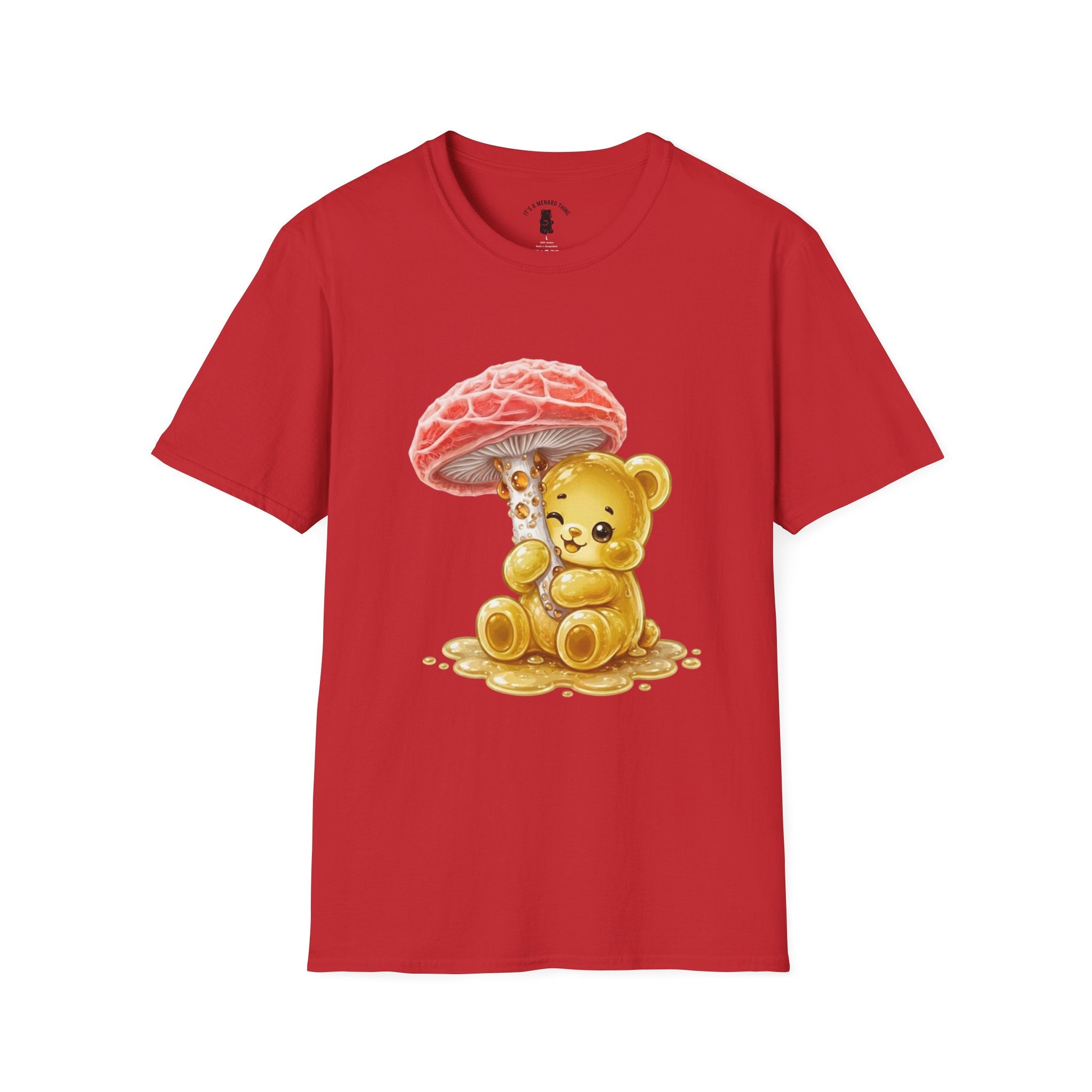 Sticky Strange Orange Mushroom, Yellow Oozy Bear Gummy- Graphic shirt
