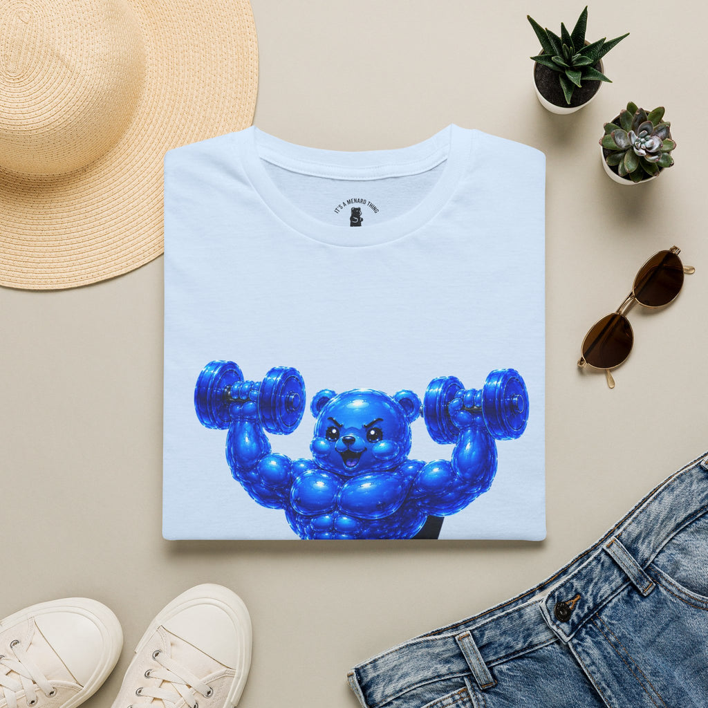 Working out with Bar Bells, Oozy Buff Bear Gummy Special Gym Addition- Adult Graphic Shirt
