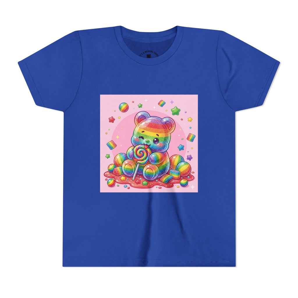 Rainbow Stripe Gooey Gummy Bear Youth T-Shirt