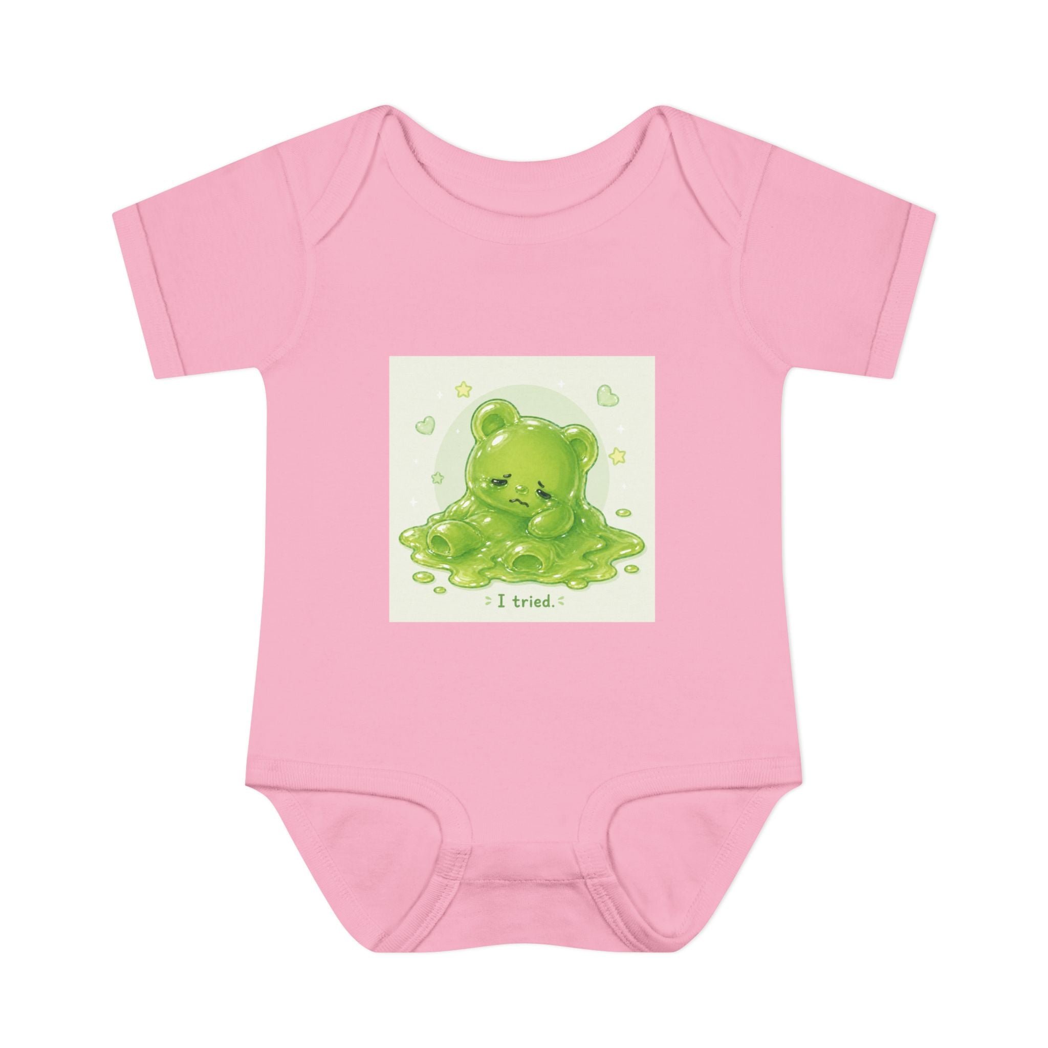 Infant Bodysuit — Cute Gooey Green Melted Gummy Bear "I Tried" Baby Onesie