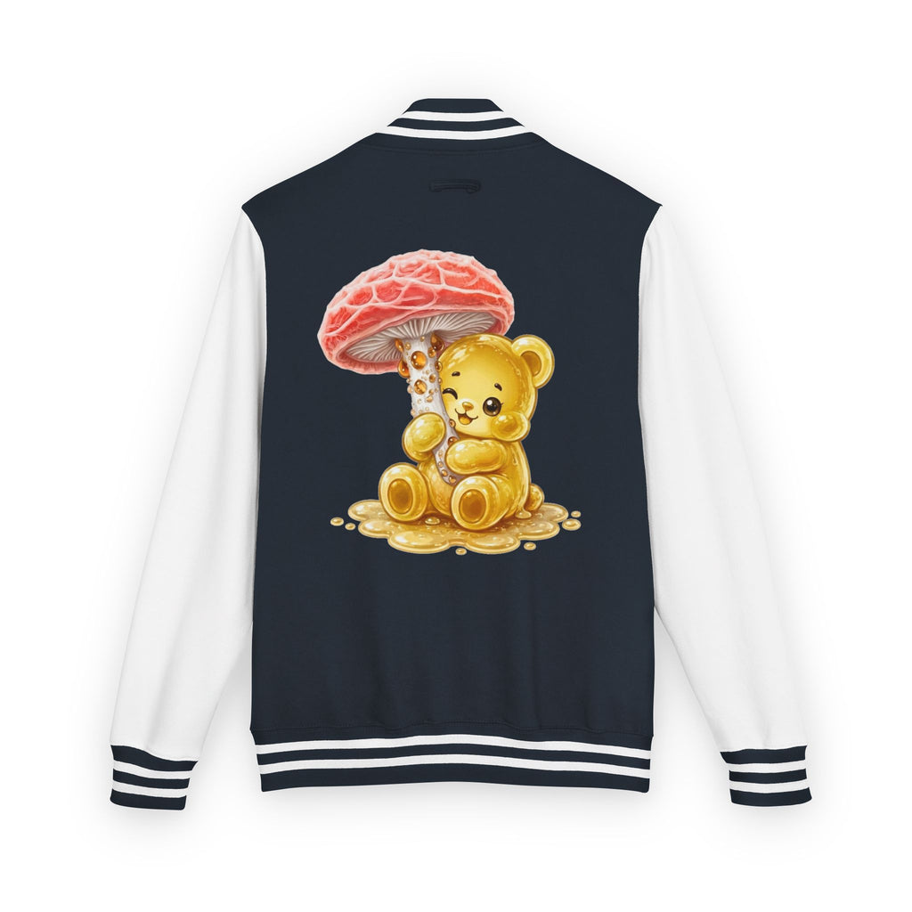 Special Orange Mushroom, Yellow Oozy Gummy Bear- Letterman Graphic Jacket