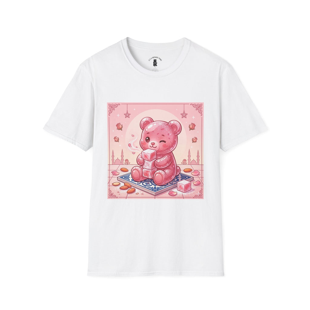 Rose Water Turkish Delight, Pink Gooey Gummy Bear— Kawaii Illustration