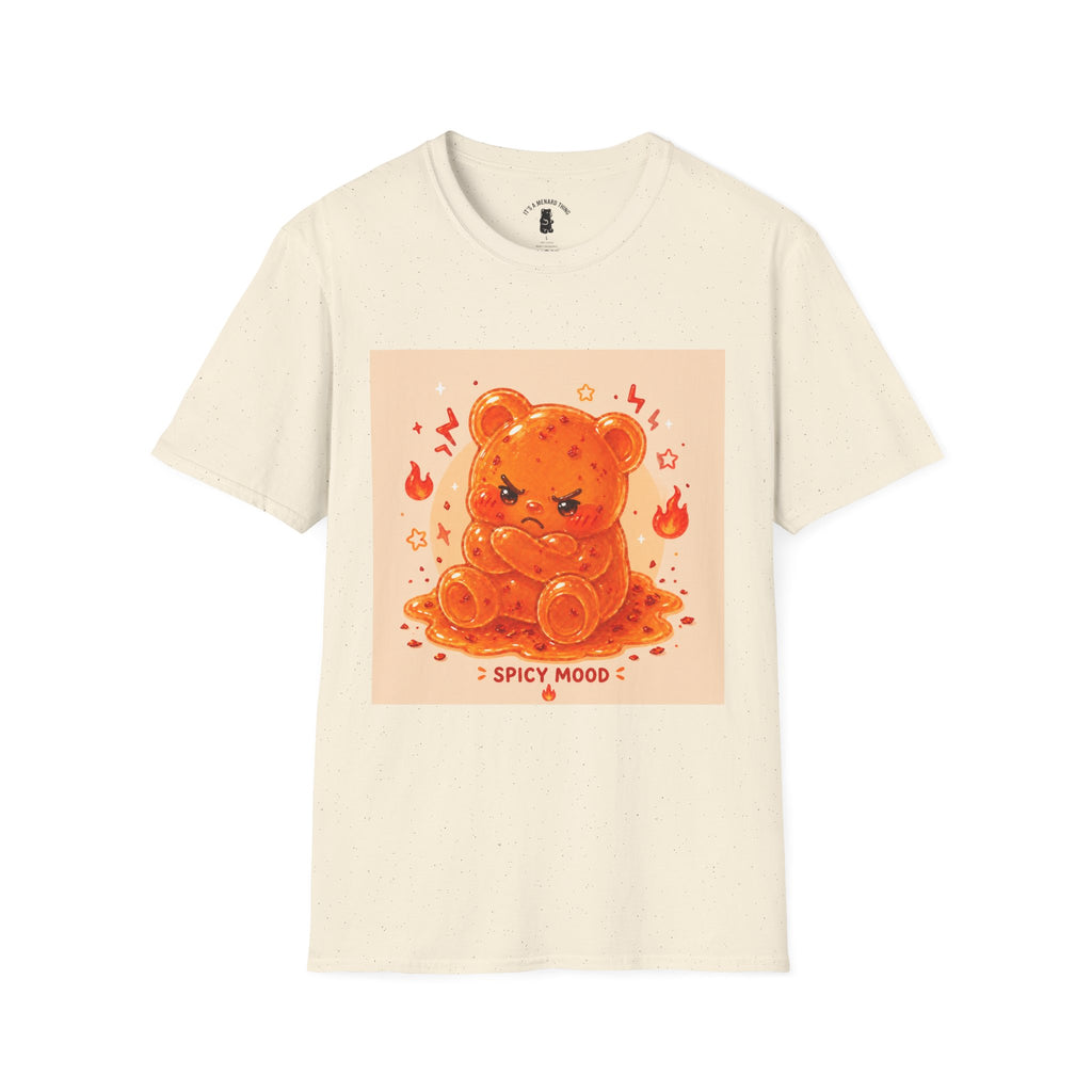 'Spicy Mood' Gooey Gummy Bear T-Shirt —Fiery Kawaii Graphic Tee