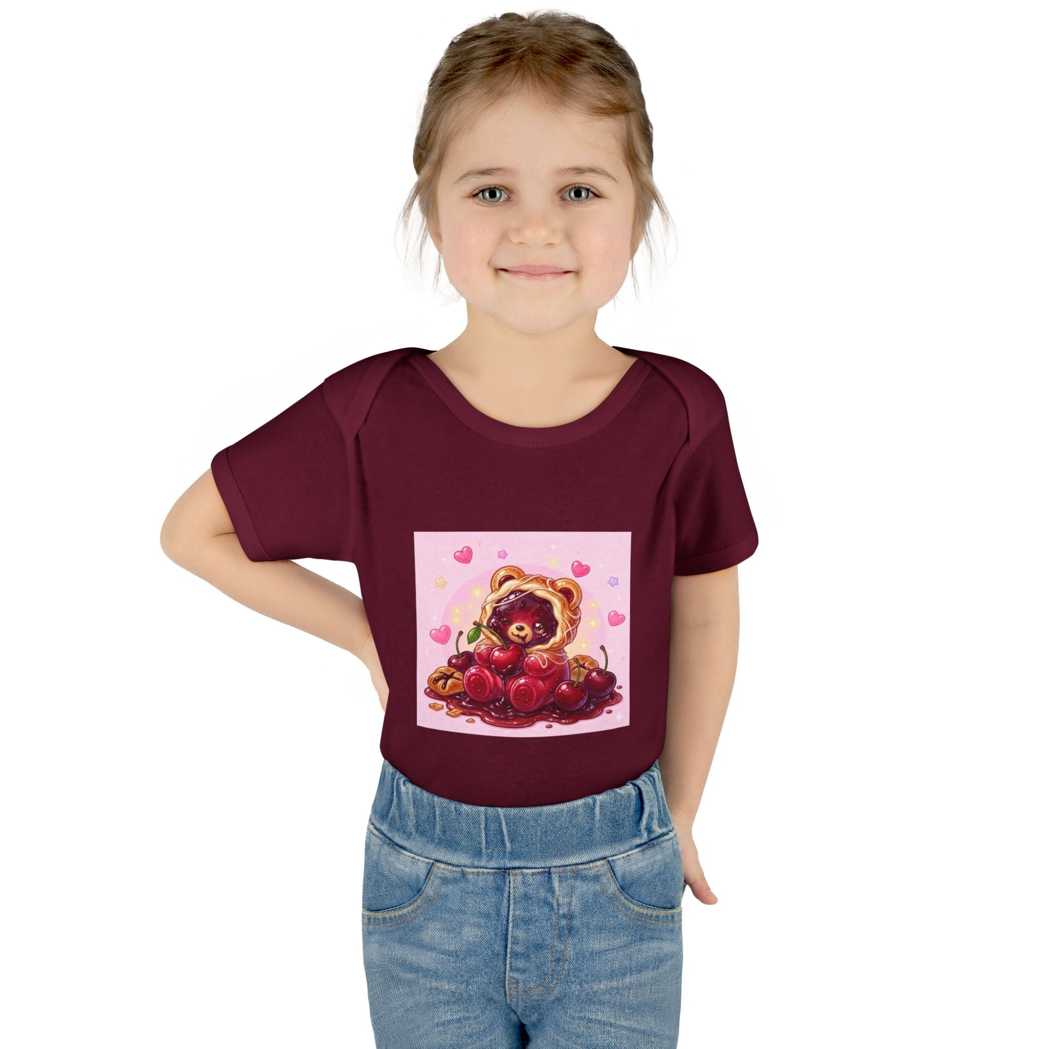 Cherry Danish Gooey Gummy Bear in Puff PJs (Infant Rib Onesie)