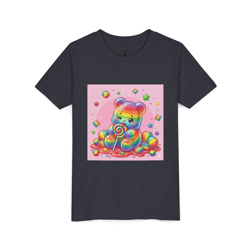 Rainbow Stripe Gooey Gummy Bear Youth T-Shirt
