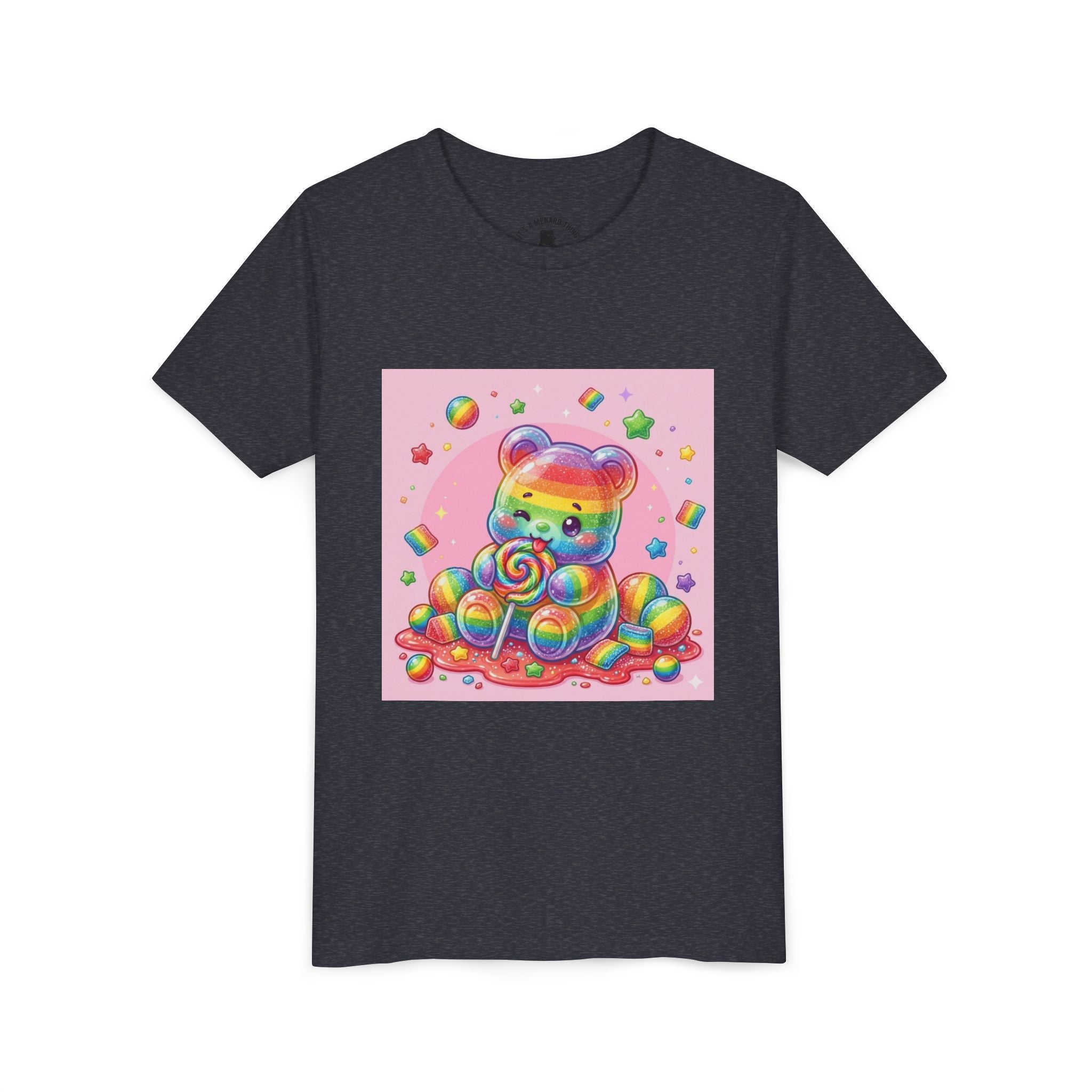 Rainbow Stripe Gooey Gummy Bear Youth T-Shirt