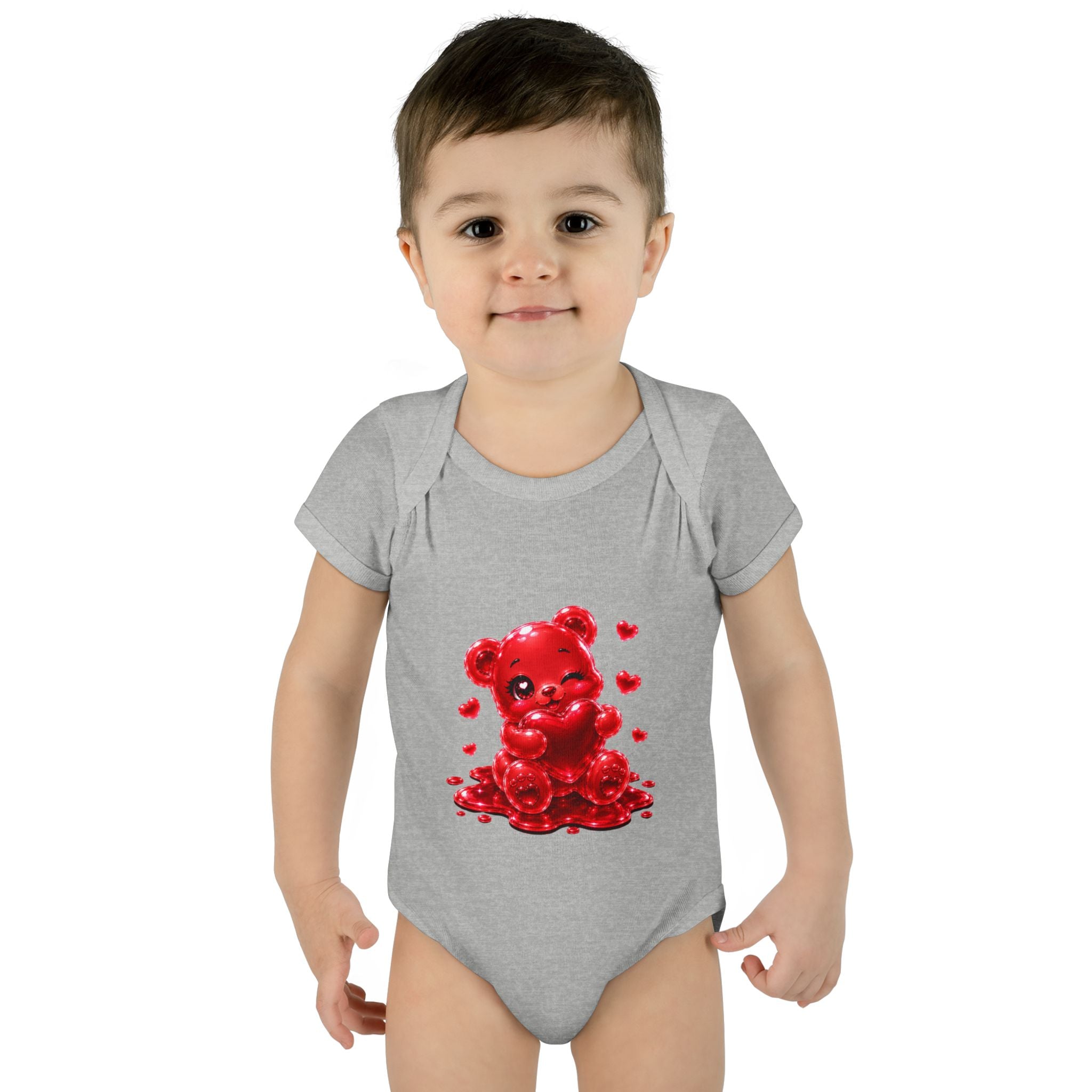 Special Red Heart Oozy Bear Baby Gummy Cutie Addition- Graphic Onesie